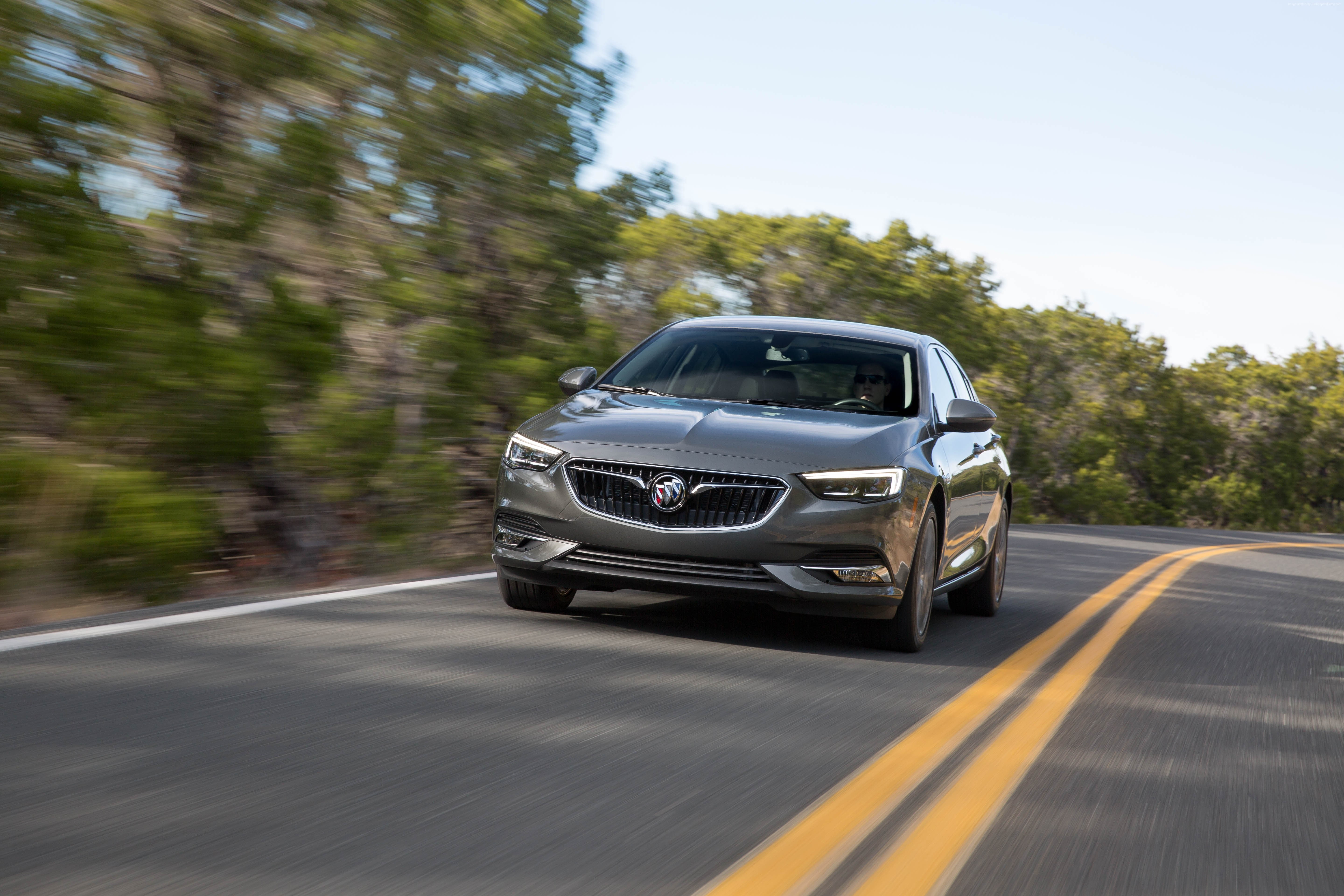 road, Buick Regal Avenir, 5K, double yellow line, road trip, outdoors, no people, motion, on the move, direction, symbol, diminishing perspective, dividing line, HD Wallpaper