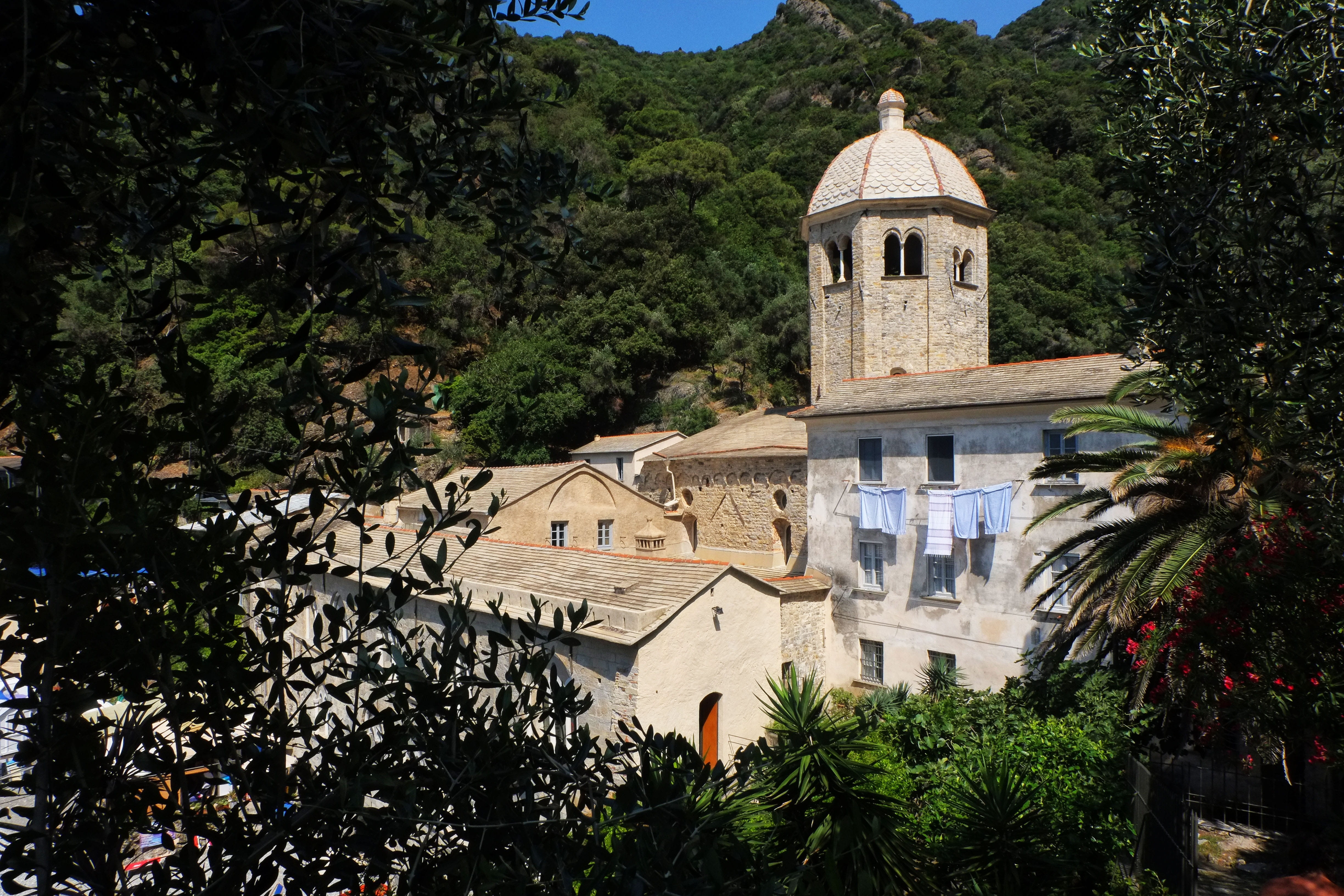 trip, water, italy, mountain, day, spirituality, outdoors, san fruttoso, place of worship, genoa, porto, travel destinations, religion, beach, the past, HD Wallpaper