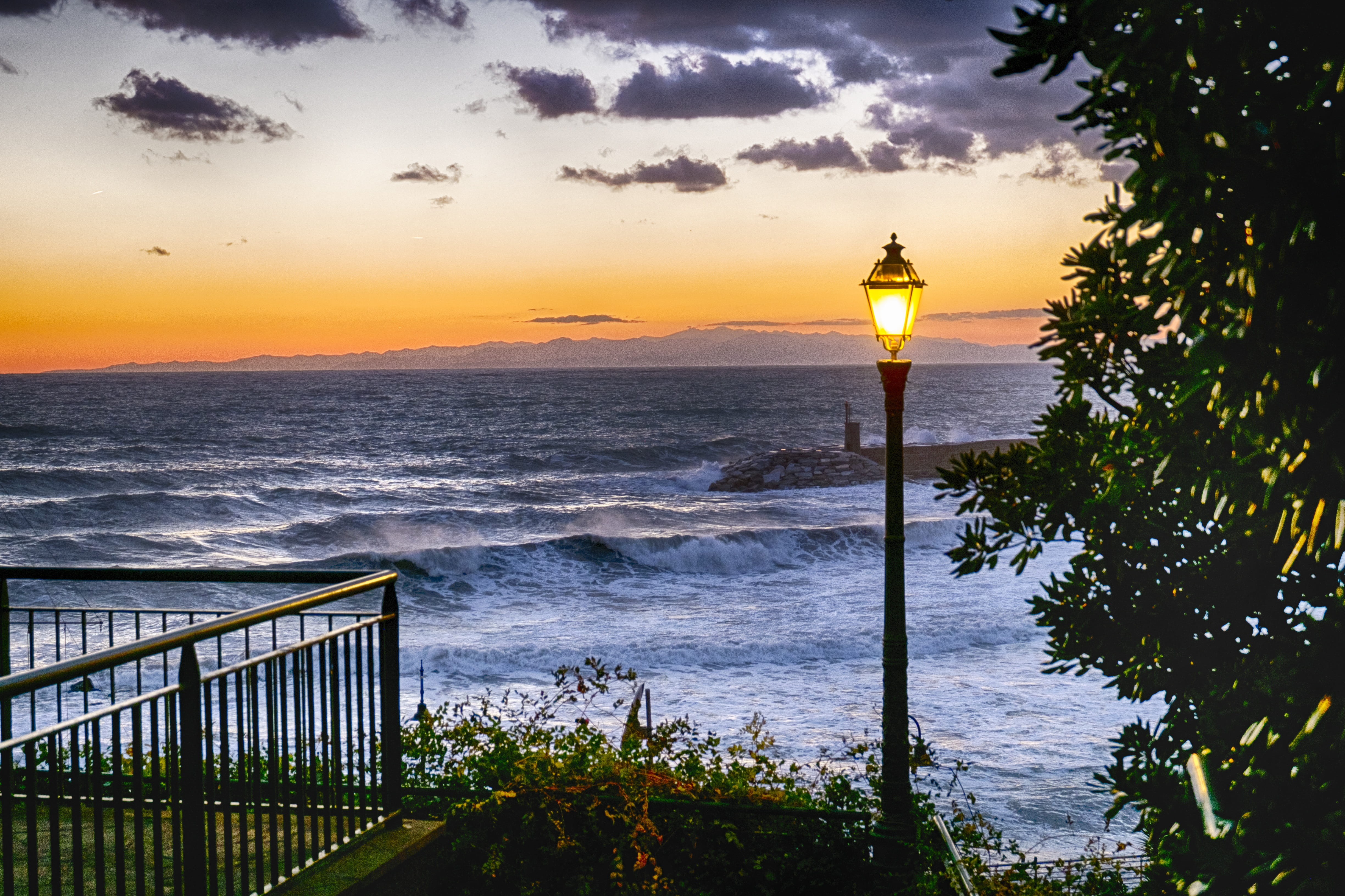 porto, tranquility, beauty in nature, recco, camogli, color, sky, horizon, beach, cloud - sky, nature, outdoors, horizon over water, scenic, sunset, tourism, HD Wallpaper