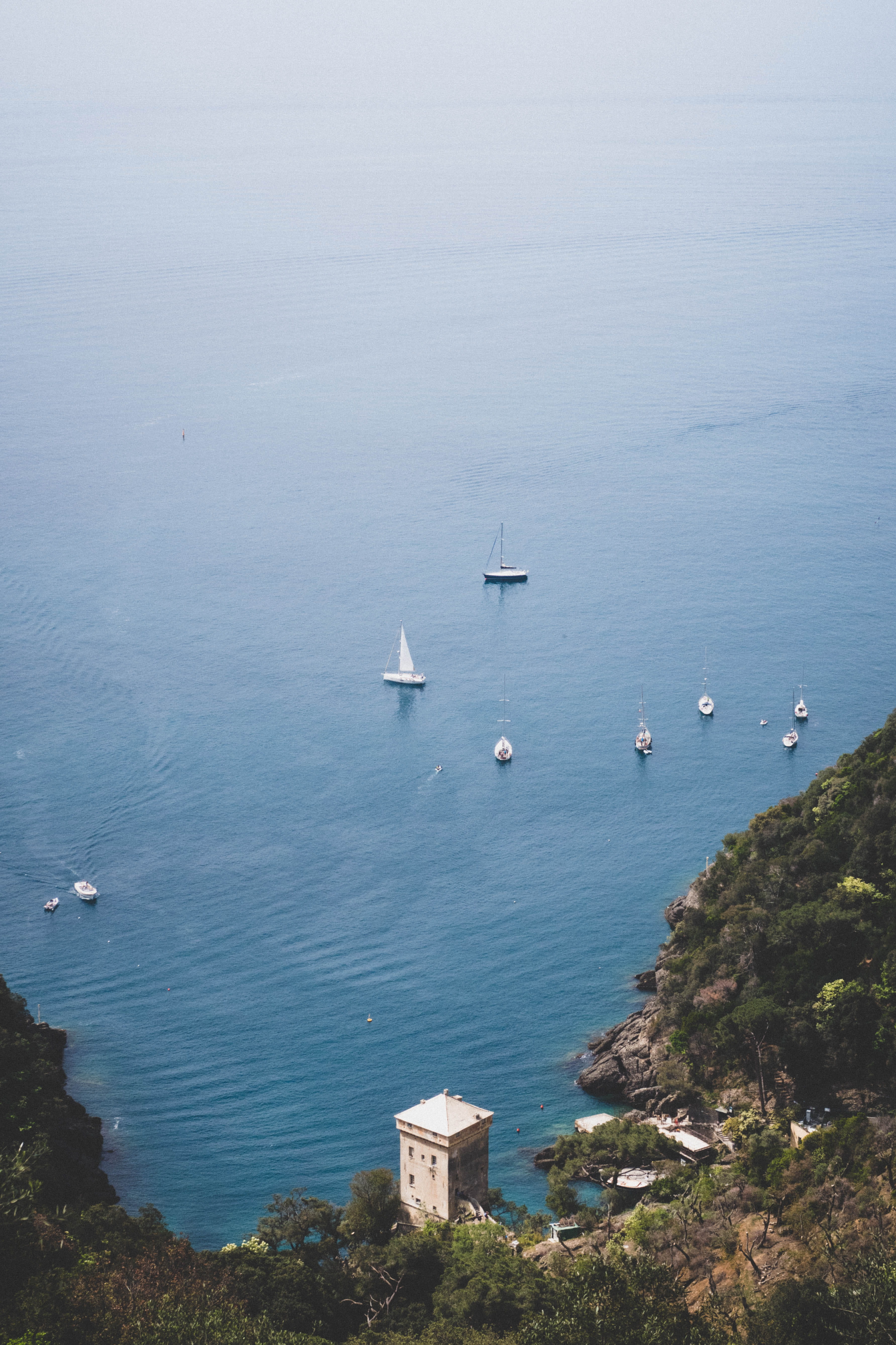 tranquil scene, no people, scenics - nature, day, travel, camogli, mode of transportation, tranquility, nature, idyllic, sailboat, transportation, bay, Phone HD Wallpaper