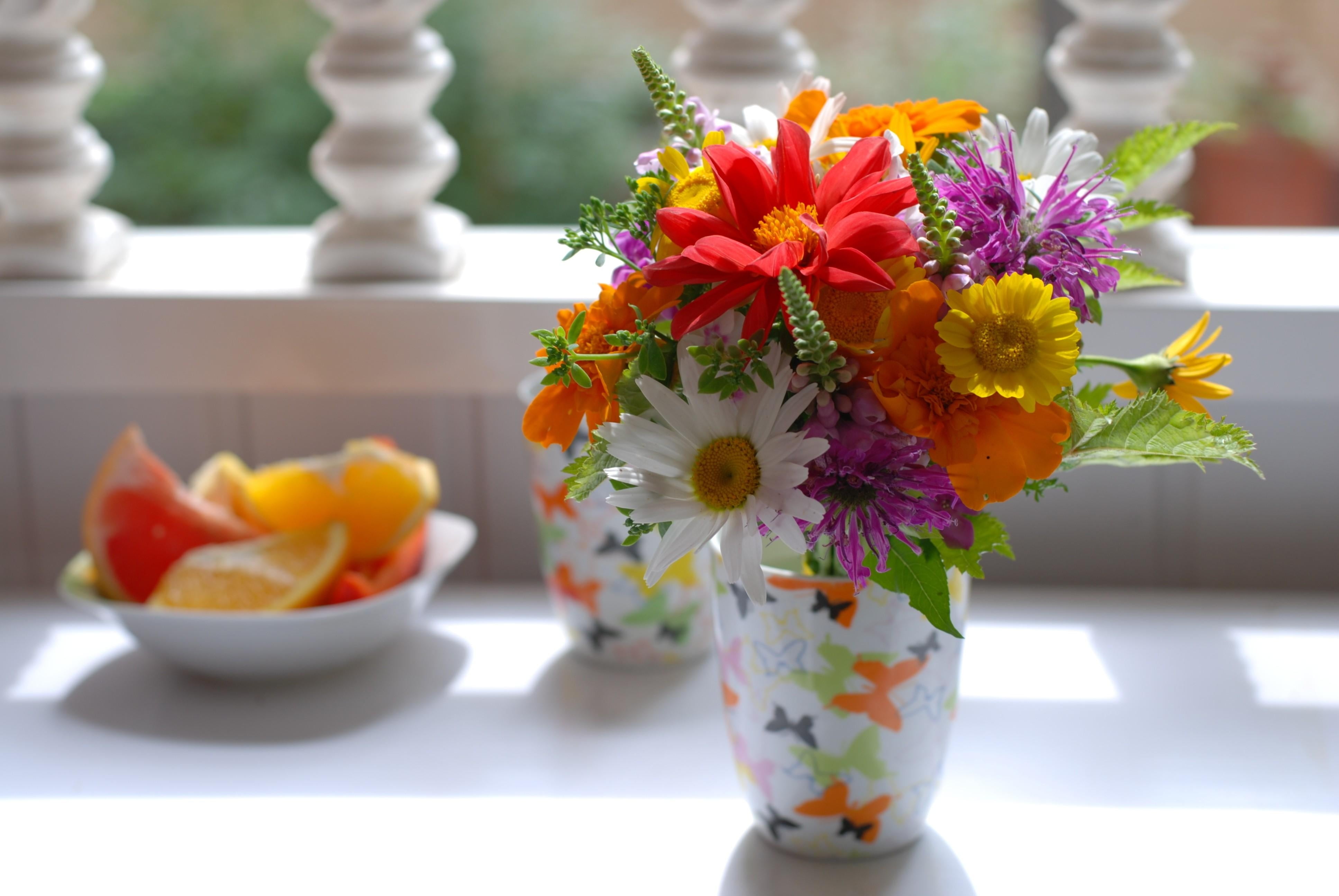 flower Pot, bee, decor, nature, focus on foreground, bouquet, table, white, 4K, plant, food, fragility, flower arrangement, no People, chamomile, ornate, HD Wallpaper