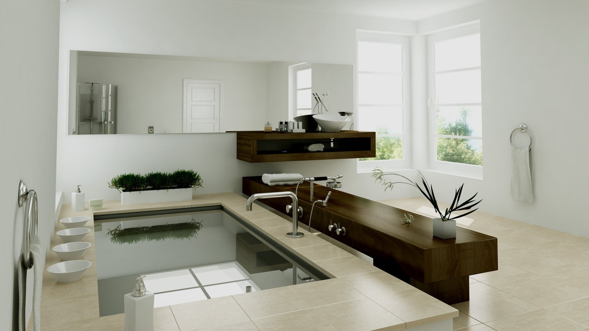 home Interior, home Showcase Interior, bathroom, marble, looking At View, design, house, model Home, sink, home, homes, modern, table, style, decoration, HD Wallpaper