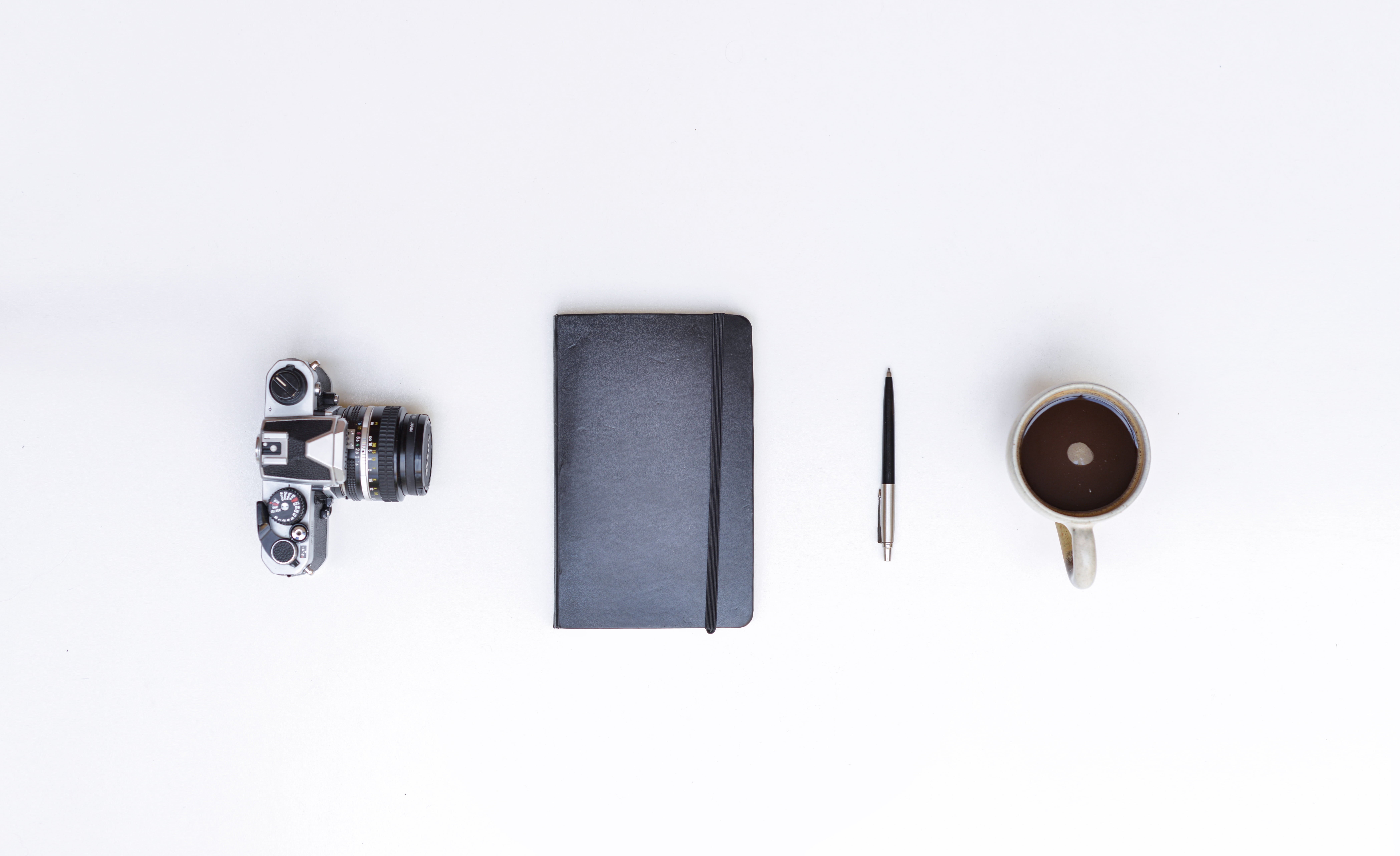 group of objects, metal, handbook, key, desk, white, mug, organized, dslr, objects, protection, close-up, technology, filled, pen, black, safety, no people, HD Wallpaper