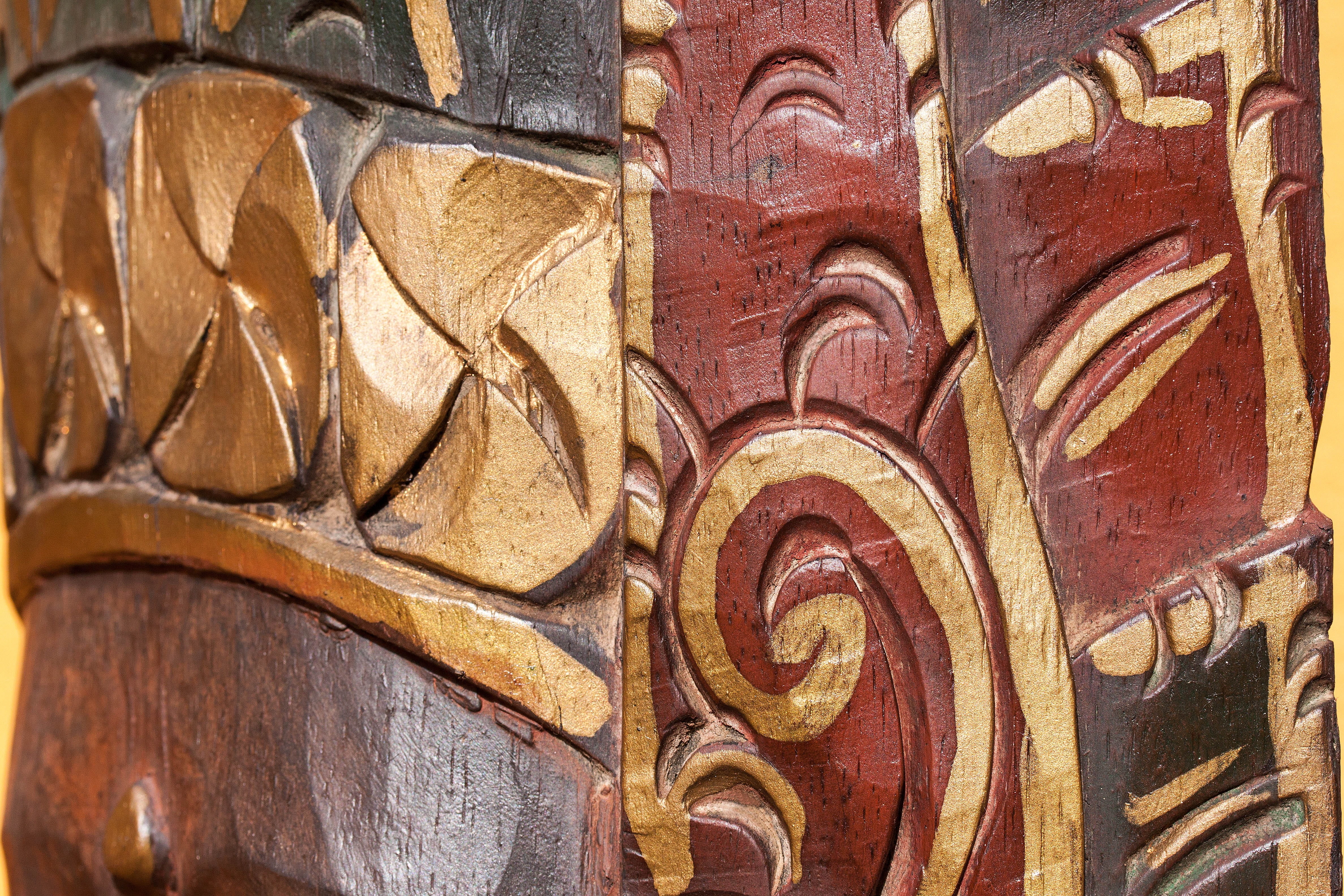 art, Temple, Ornaments, green, bali, red, wood - Material, gold, pattern, head, art and craft, the past, architecture, creativity, close-up, temple guardian, HD Wallpaper