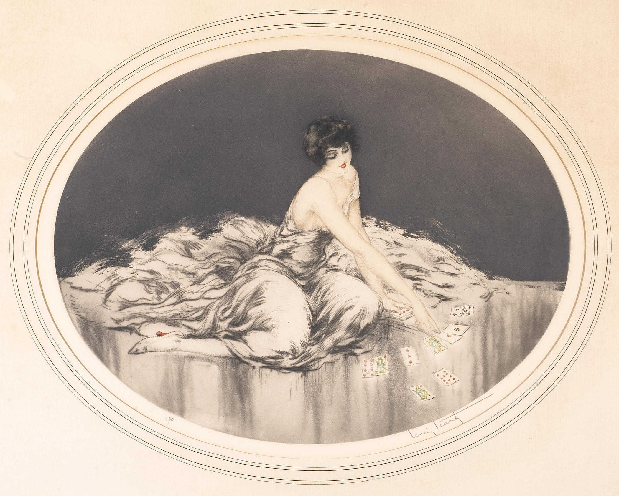 Solitaire, etching and aquatint, 1080P, 1926, card, Louis Icart, HD Wallpaper