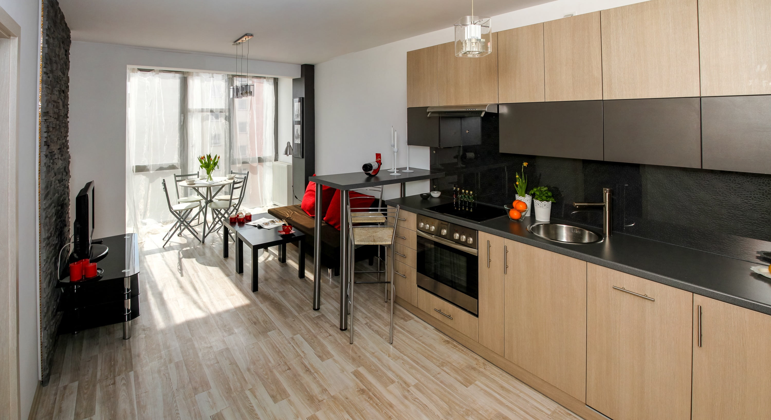stove, domestic life, home showcase interior, cabinet, steel, wooden, domestic room, room, 2K, decoration, residential interior, oven, modern, clean, flooring, HD Wallpaper