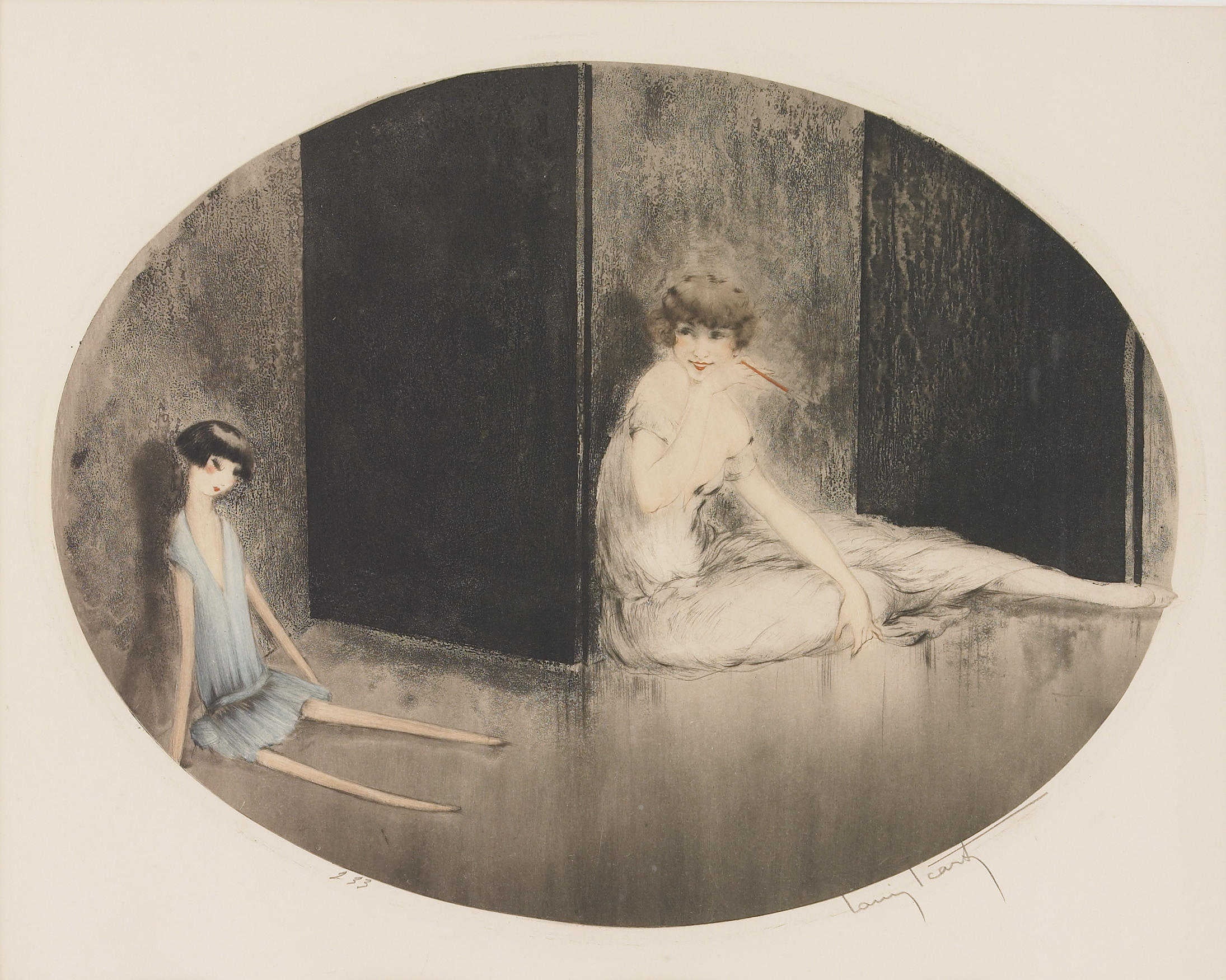 French doll, 1926, 1080P, etching and aquatint, Louis Icart, art Deco, HD Wallpaper