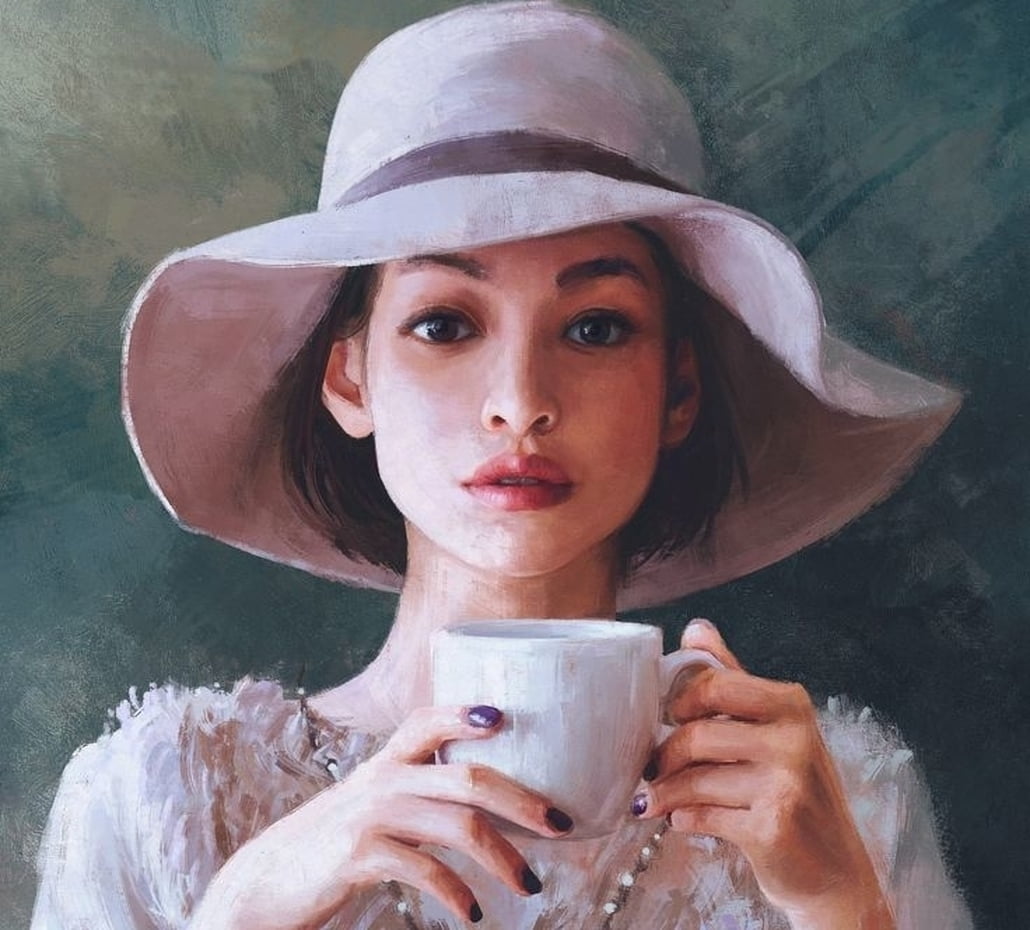 lifestyles, females, looking at camera, young women, beauty, cup, adult, holding, contemplation, headshot, white, drink, 480P, women, clothing, pictura, HD Wallpaper