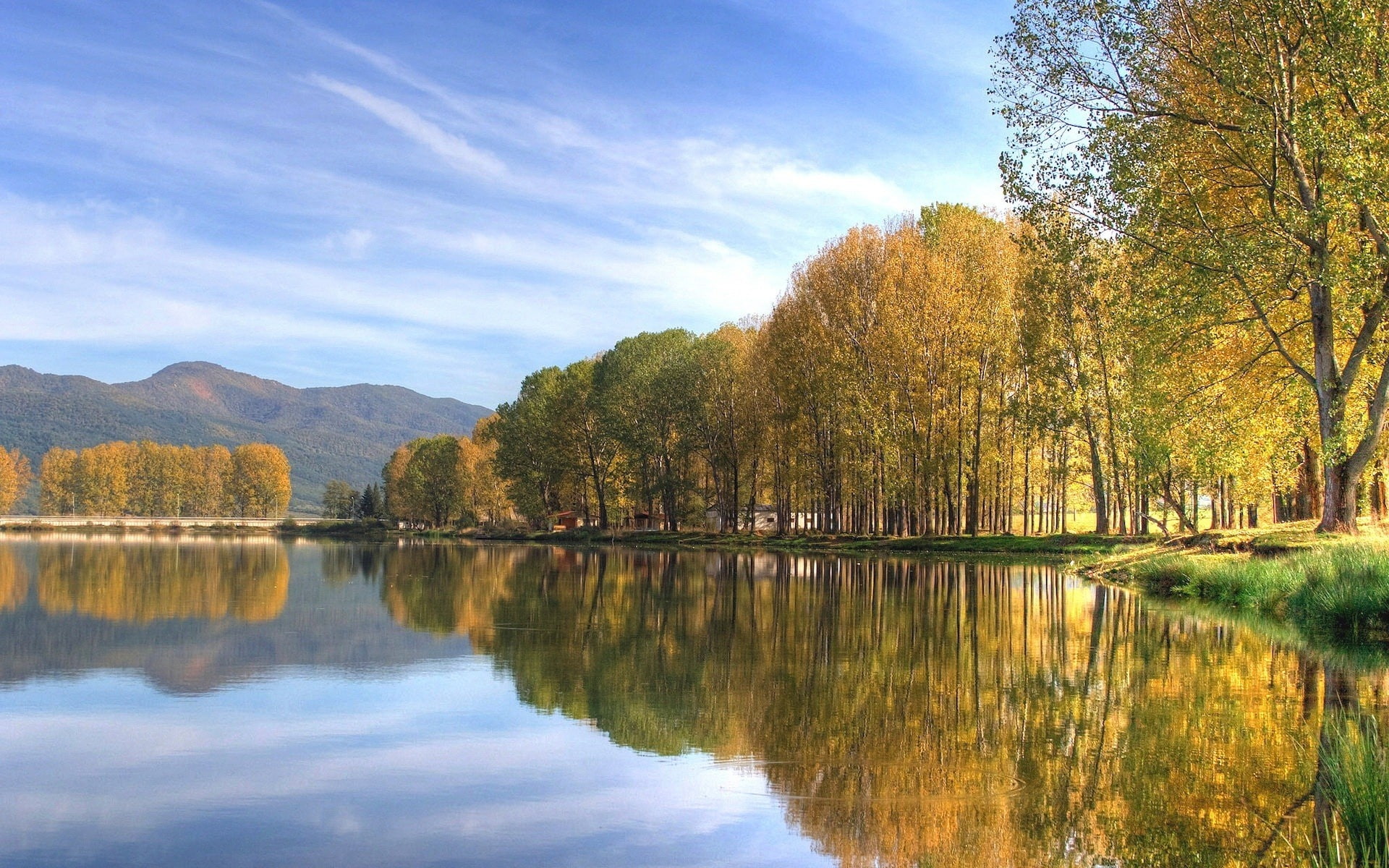 Park, lakes, Reflection, Environment, Trees, Water, Mountains, Quiet, 1080P, Lake, Autumn, HD Wallpaper