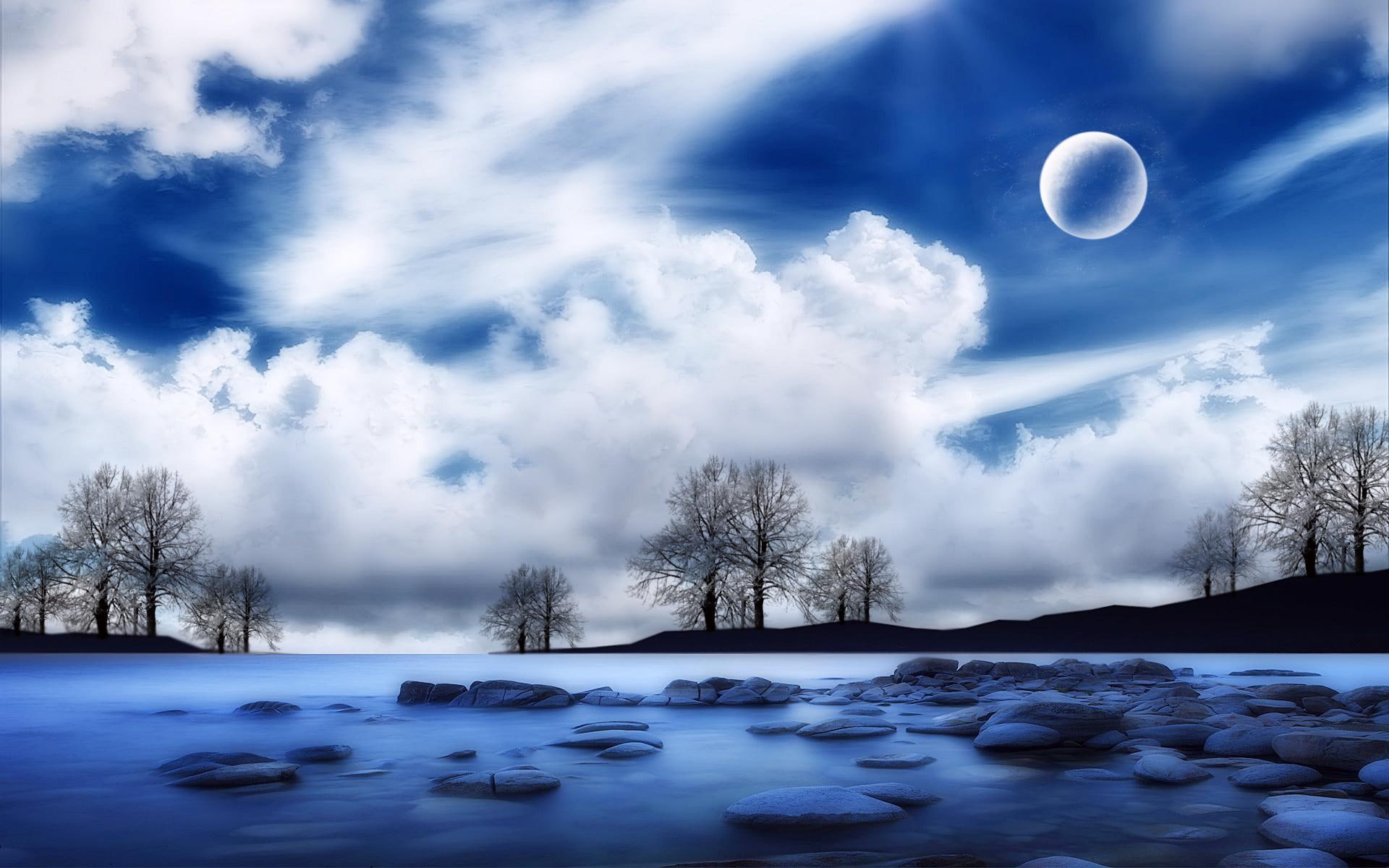 body, waters, blue, quiet, nature and landscapes, 1080P, nature, water, lake, HD Wallpaper