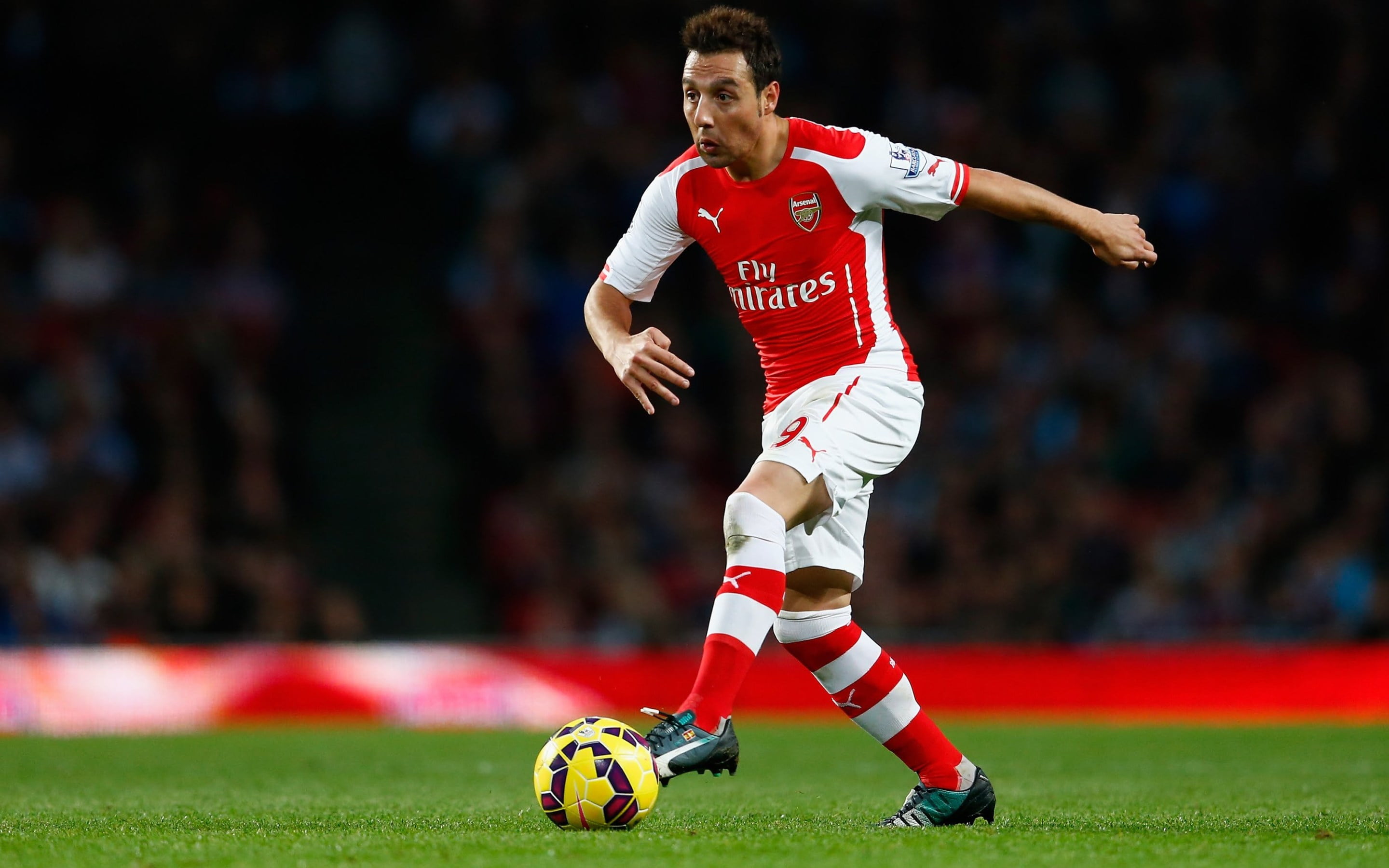 Football, grass, santi, s, cazorla, people, motion, effort, cleats, incidental people, gym, men, clothing, ball, full length, white, shorts, sports equipment, HD Wallpaper