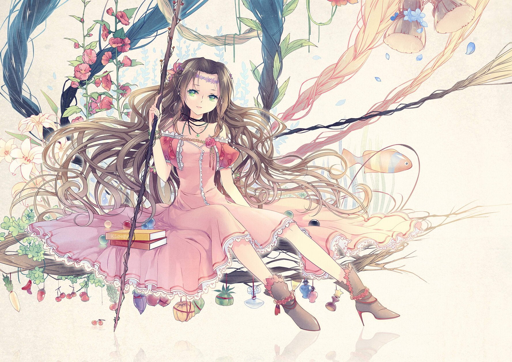 720P, flower, keita, final, anime, fantasy, dress, HD Wallpaper