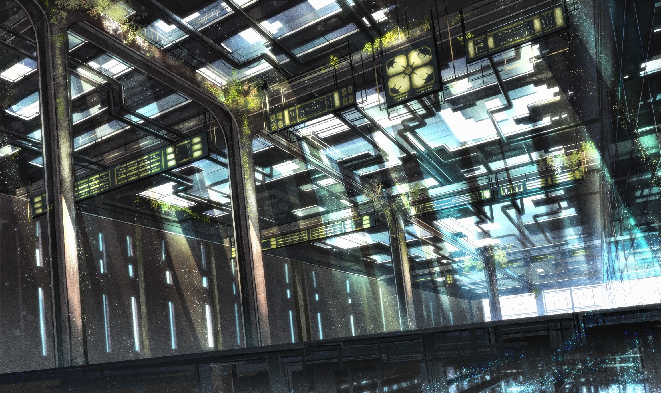 day, lights, Nobody, no people, metal, 1080P, illuminated, reflection, built structure, outdoors, backgrounds, low angle view, glass - material, industry, HD Wallpaper