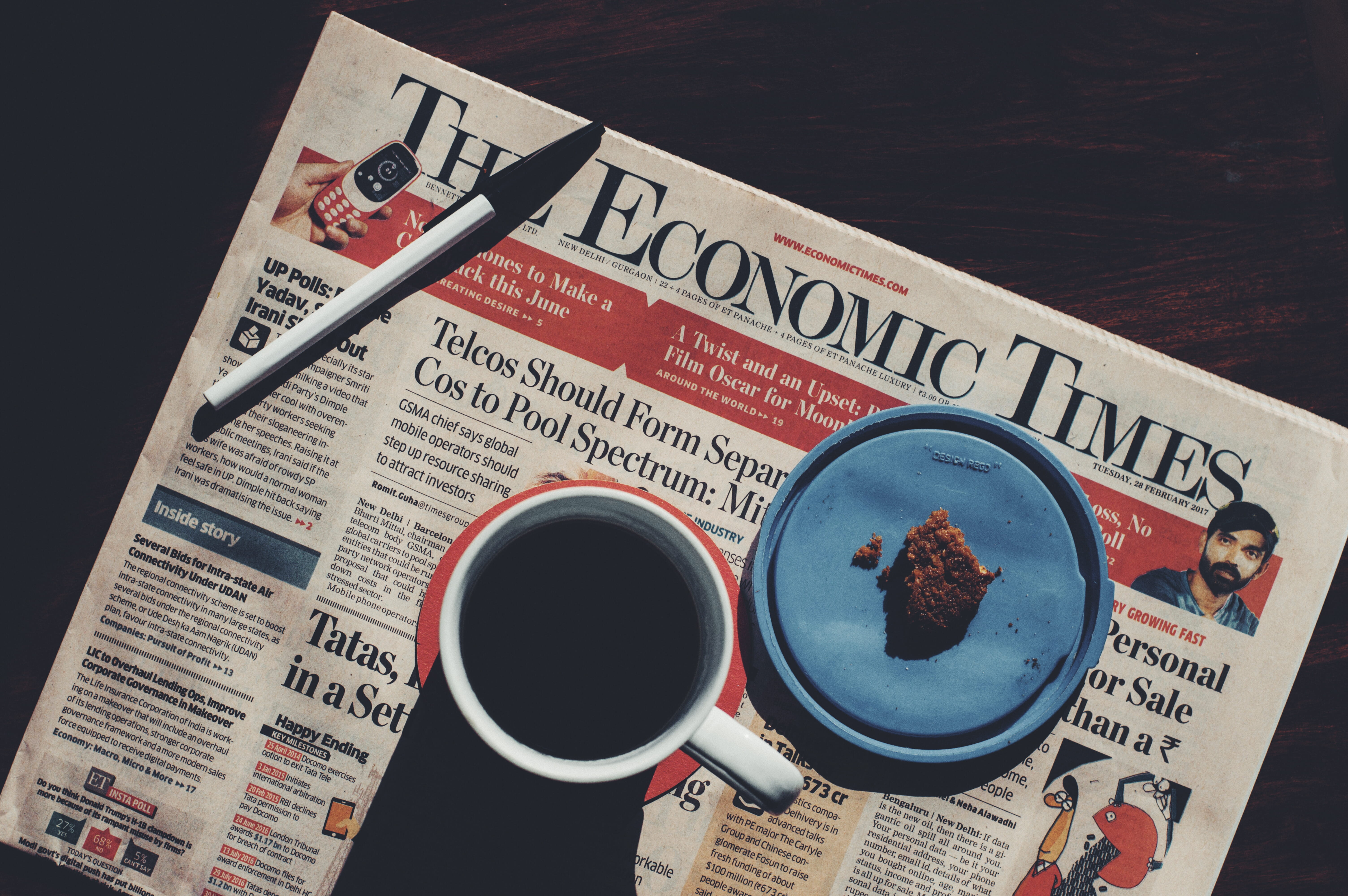 still life, coffee, drink, paper, cookies, india, business, the media, food and drink, pen, indoors, new delhi, freshness, economy, coffee - drink, 5K, HD Wallpaper