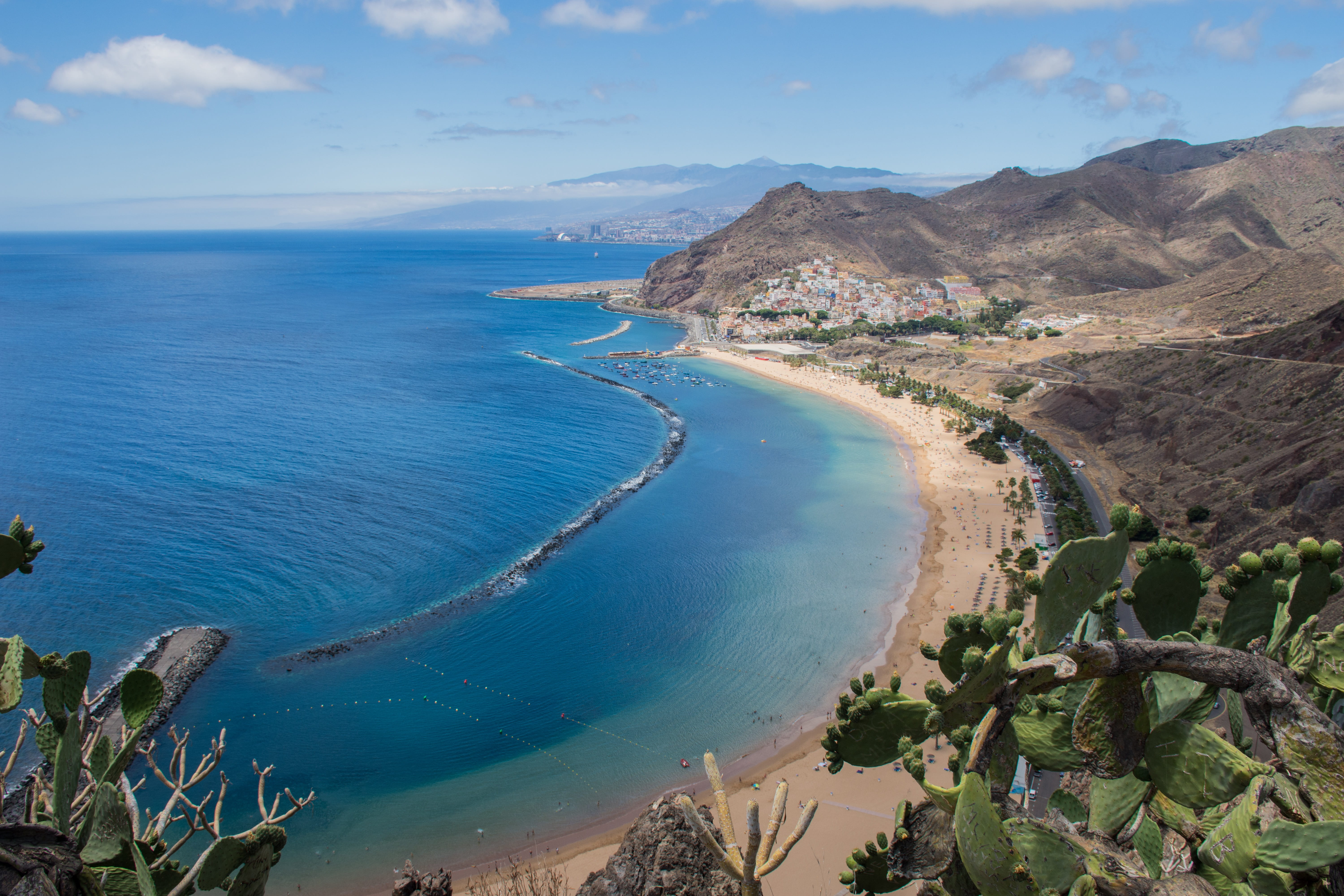 beauty in nature, beach, non-urban scene, scenics - nature, water, land, tree, costa, tranquility, holiday, sta cruz de tenerife, plant, landscape, outdoors, HD Wallpaper
