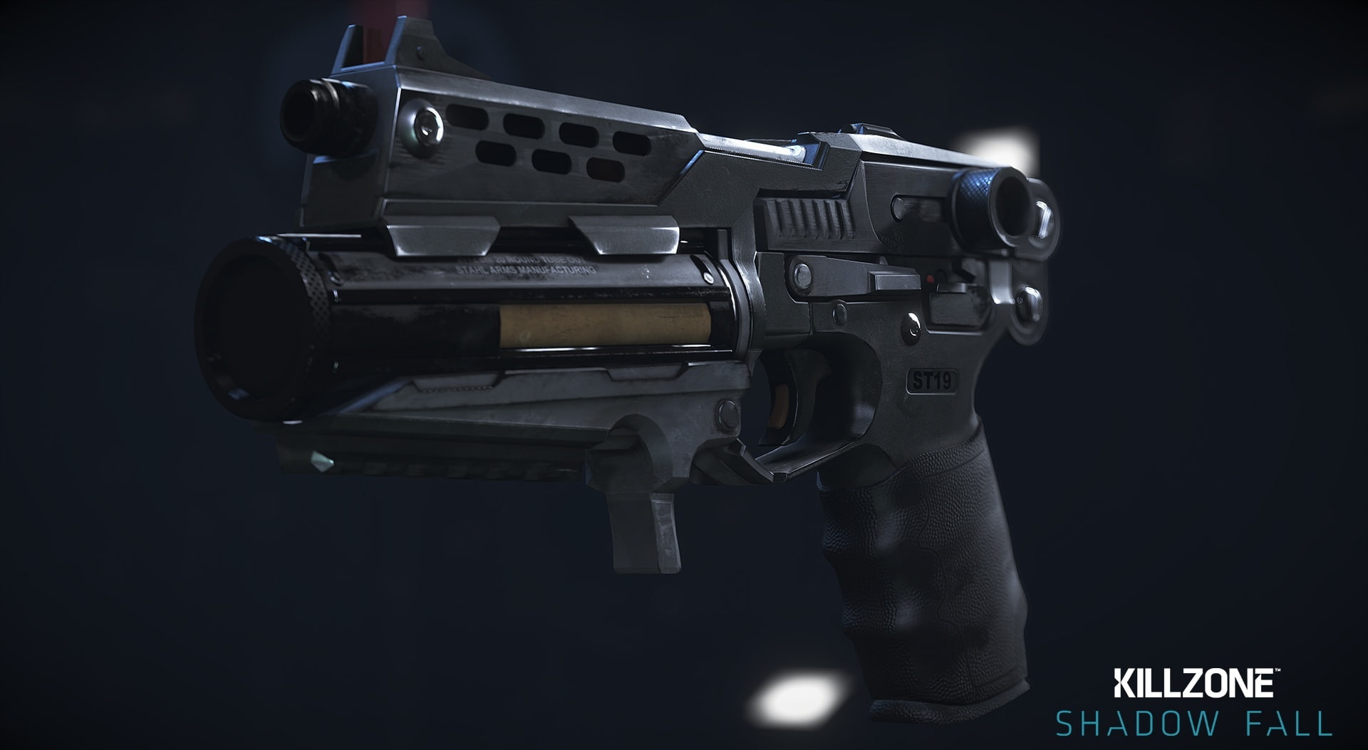 sign, handgun, indoors, social issues, 1080P, Games, fall, security, single object, no people, Shadow Fall, studio shot, black background, communication, HD Wallpaper
