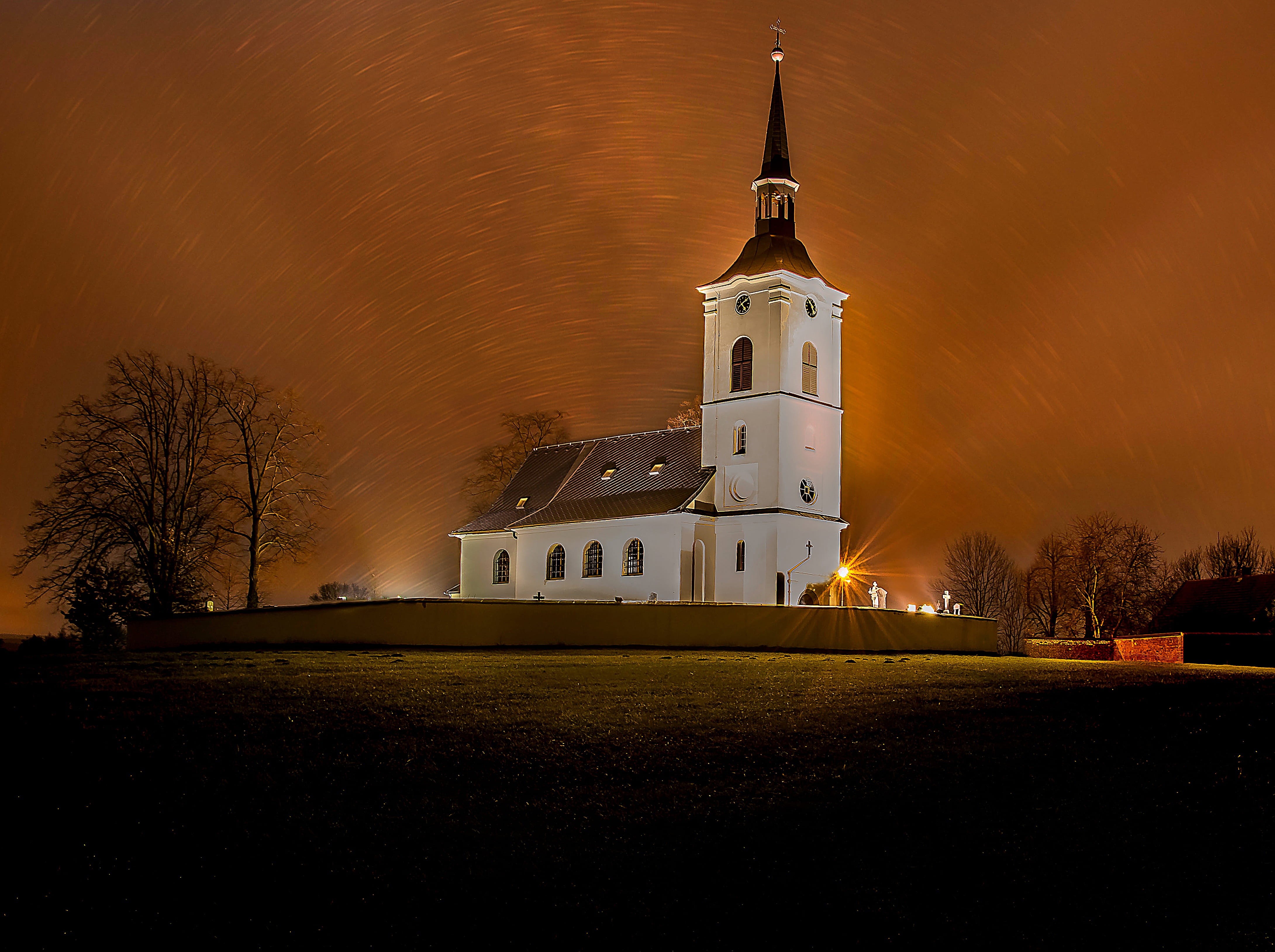 travel destinations, building exterior, religion, illuminated, built structure, tower, tree, nature, plant, lights, belief, sky, building, spirituality, HD Wallpaper