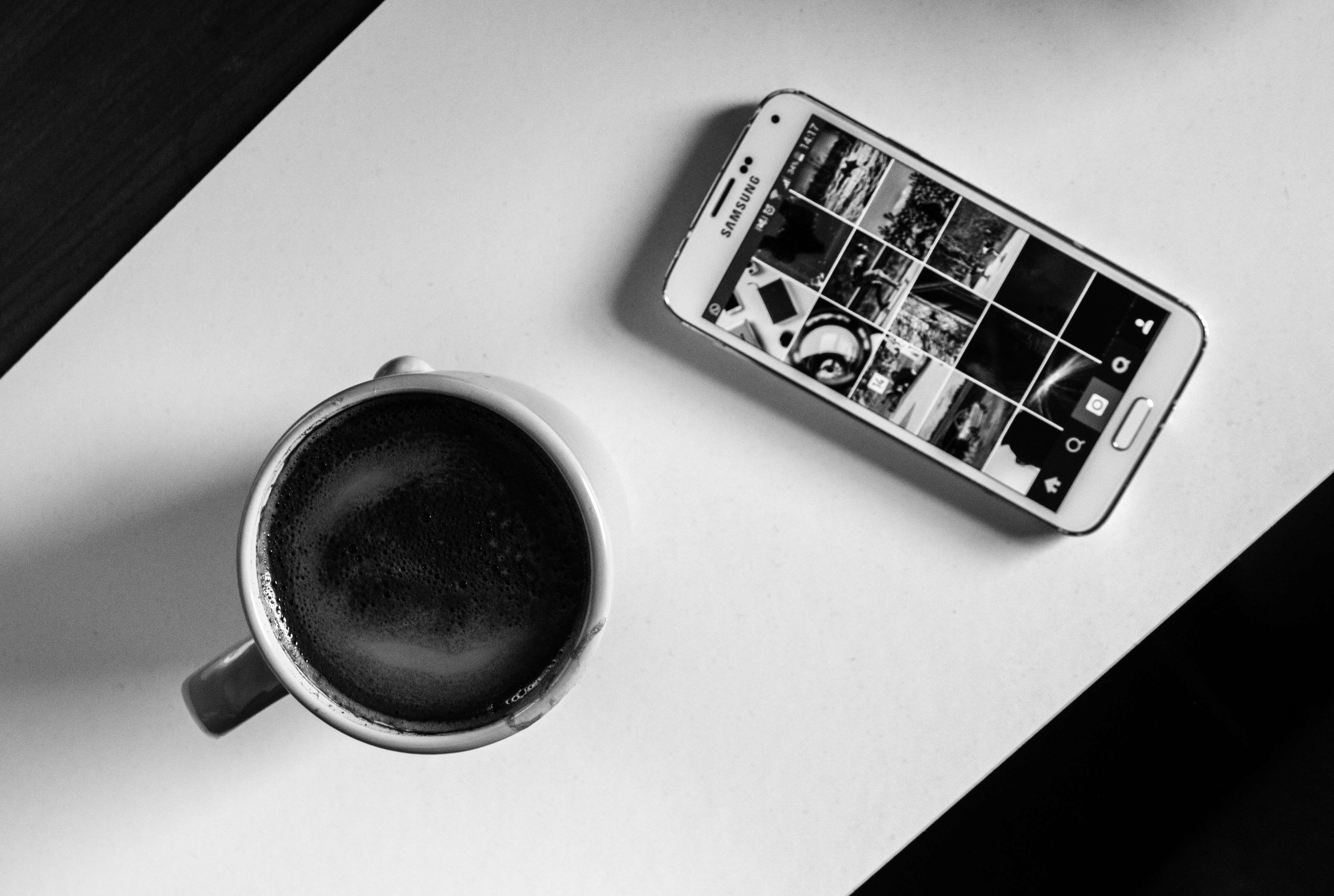 communication, high angle view, directly above, close-up, drink, food and drink, cofee, crockery, mug, still life, white, technology, coffee cup, portable information device, HD Wallpaper