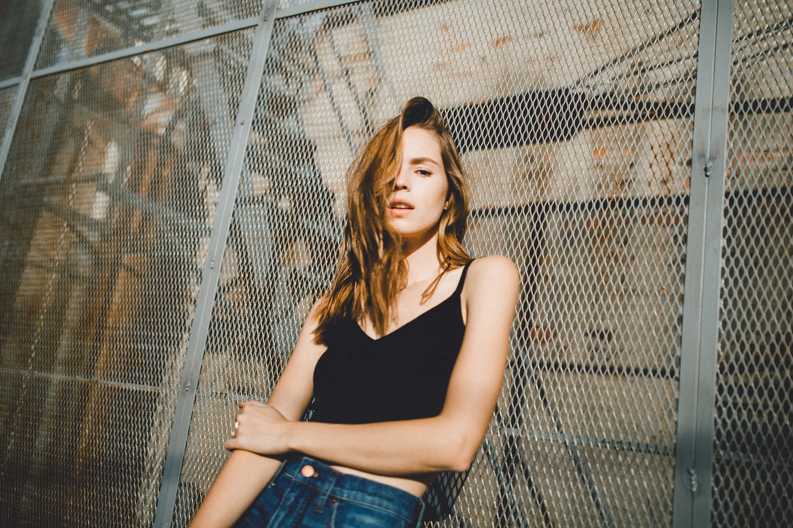 black tops, one person, model, real people, women, hair, hairstyle, teenager, portrait, front view, casual clothing, SamAlive, looking at viewer, 720P, HD Wallpaper