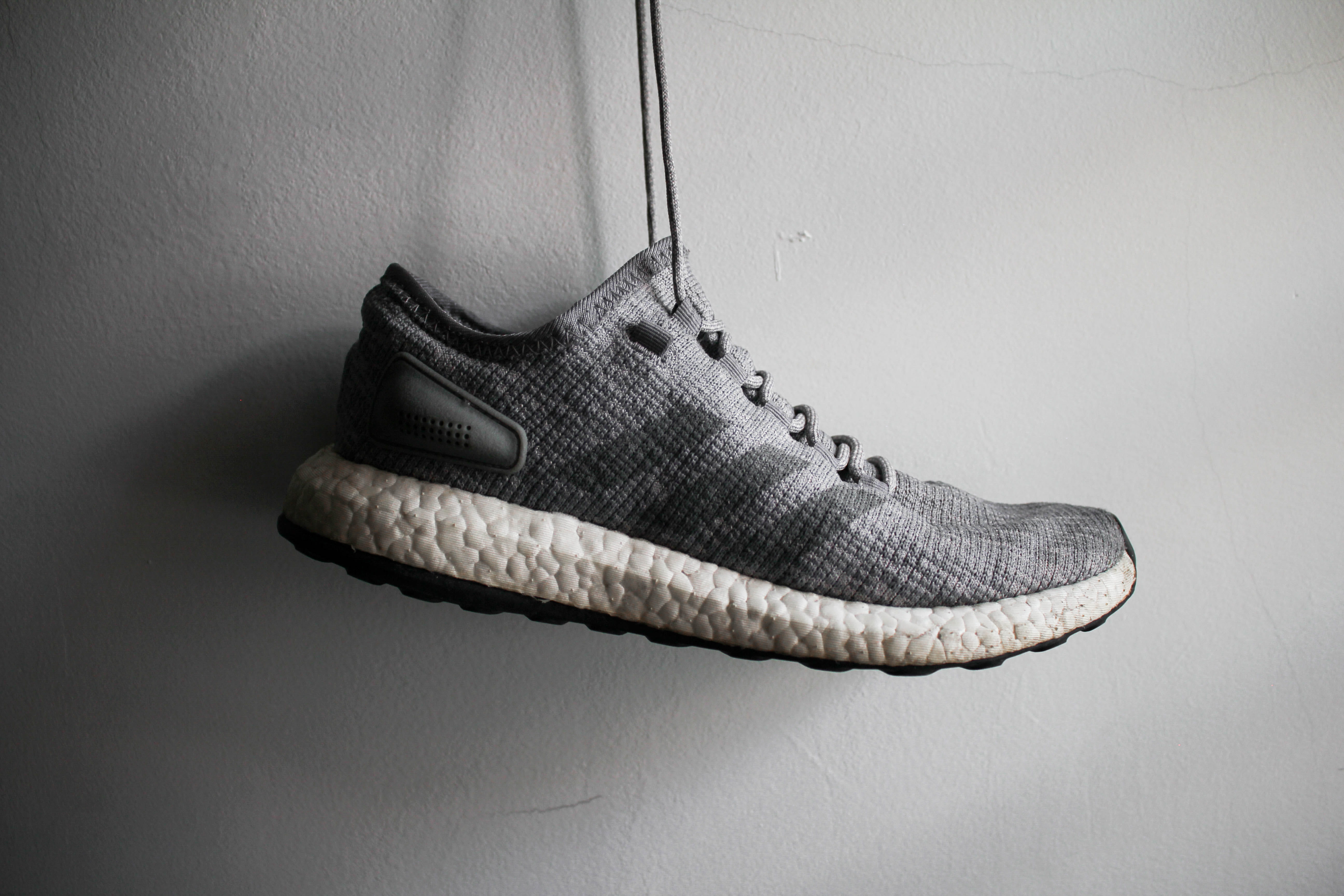 5K, indoors, woven, flooring, sneaker, shoe, jaw, still life, gray, dress shoe, clogs, running shoe, apparel, gray background, footwear, close-up, pair, HD Wallpaper
