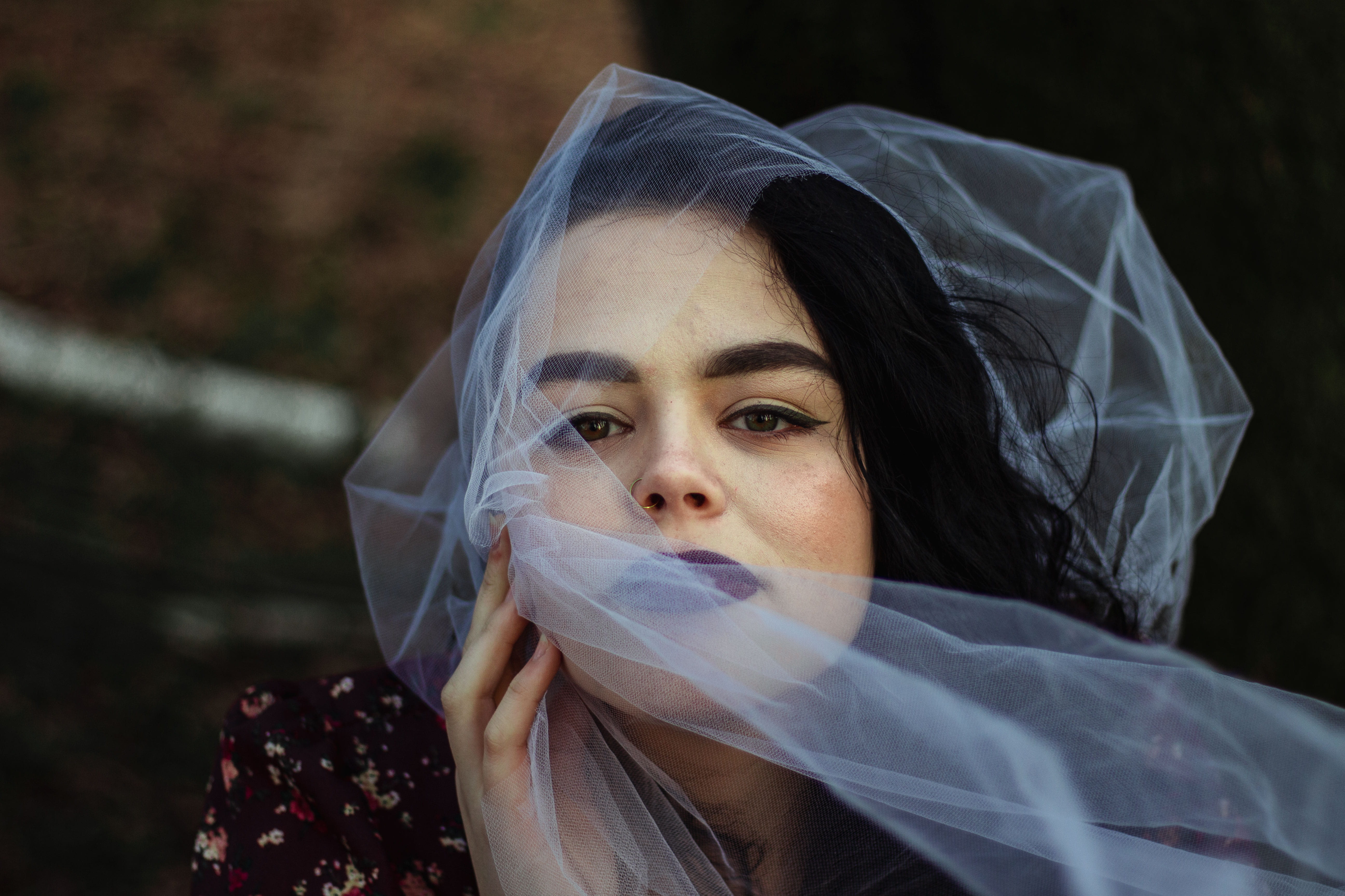 sweatshirt, selfie, veil, newlywed, flame, beautiful woman, human, taking, focus on foreground, texture, clothing, close-up, mosquito net, polka dot, young women, HD Wallpaper