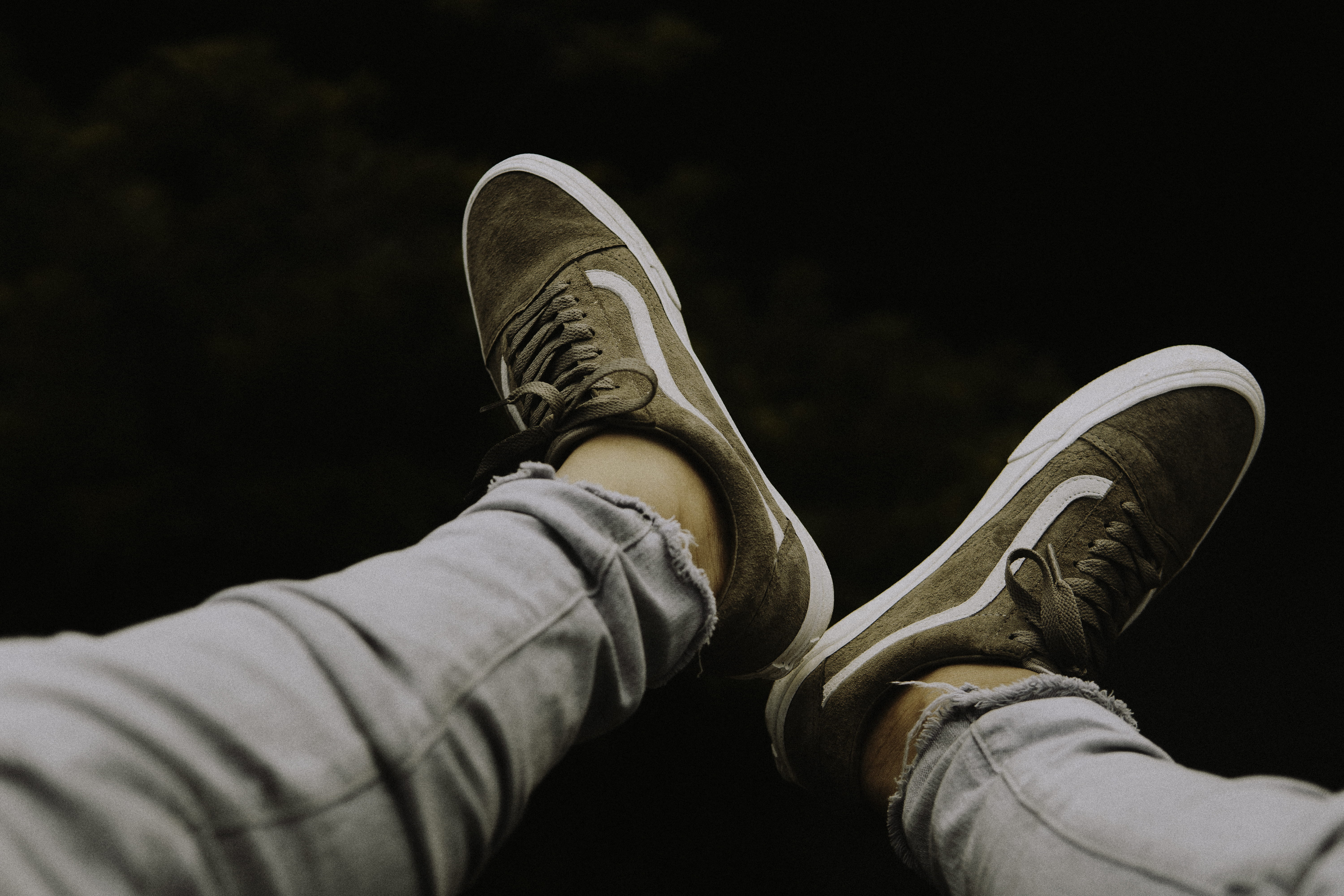 black Color, 5K, person, fashion, clothing, trainer, pose, foot, close-up, men, lifestyles, style, model, shoelace, leather, boot, human Leg, gray, vans, HD Wallpaper