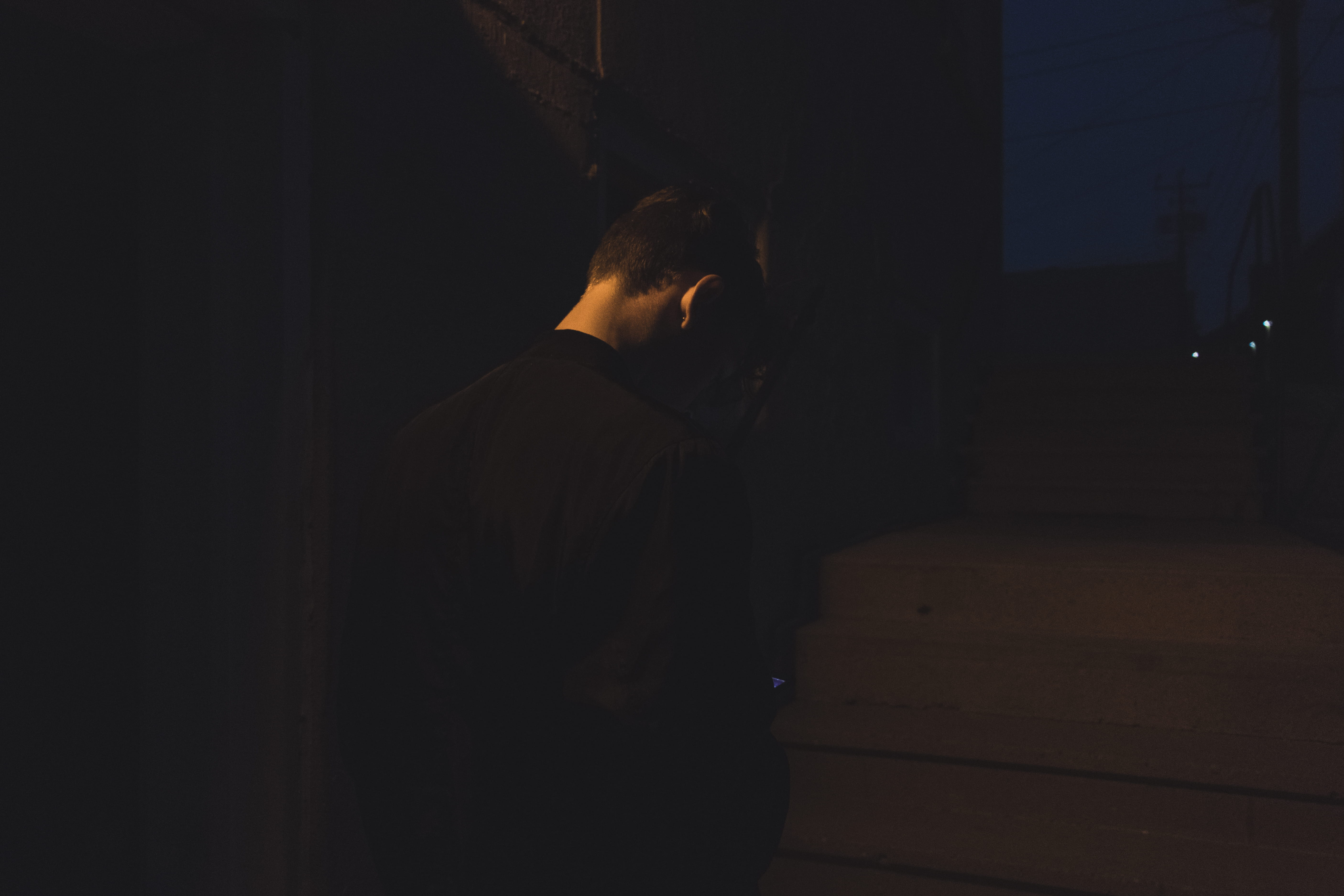 one person, young adult, minimalistic, night light, men, standing, canada, indoors, hdwallpaper, adult, darkness, contemplation, city, uxbridge, HD Wallpaper
