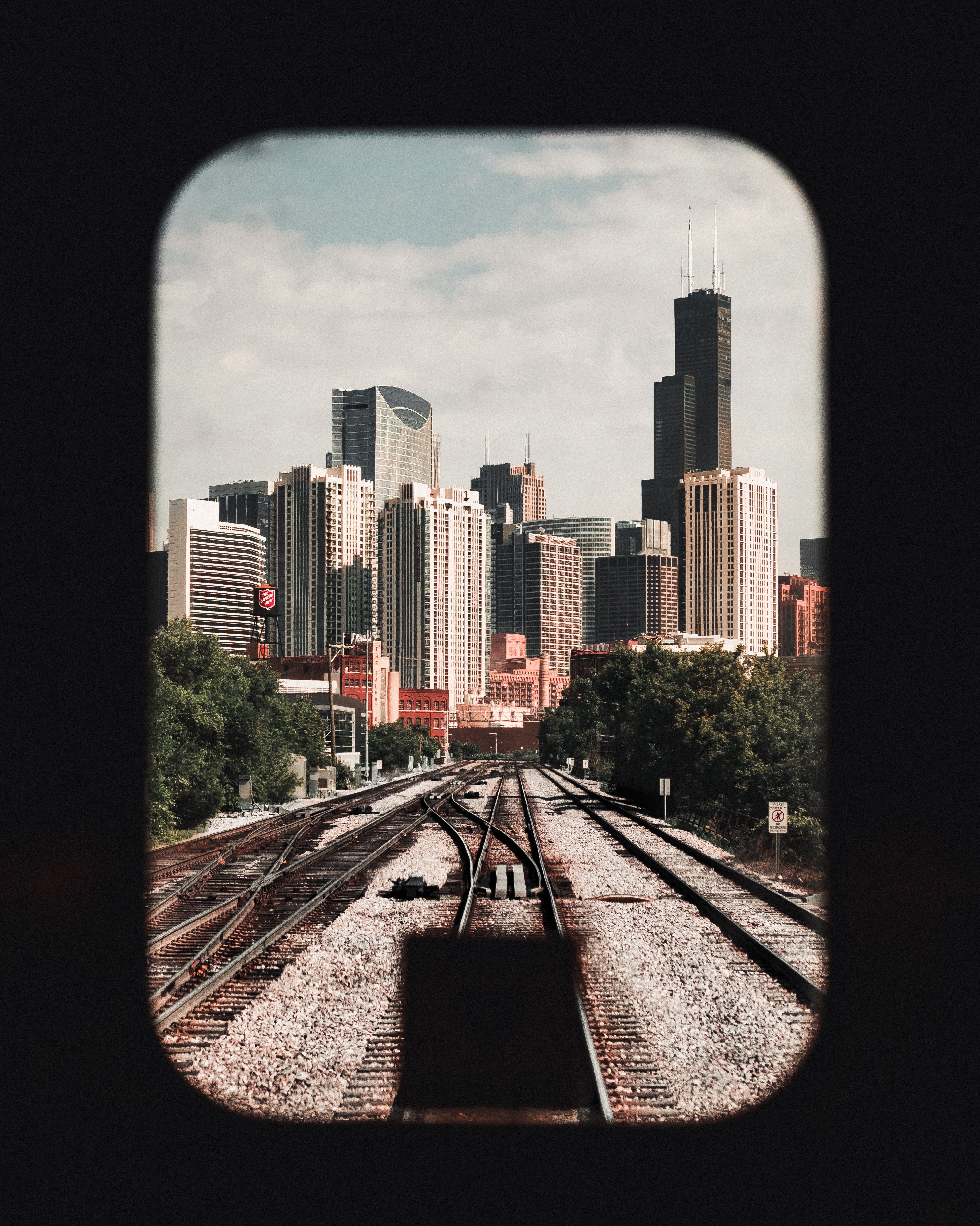 built structure, city, dirt road, apparel, monorail, urban, railway, cloud - sky, sky, skyscraper, cityscape, window, building, office building exterior, Phone HD Wallpaper