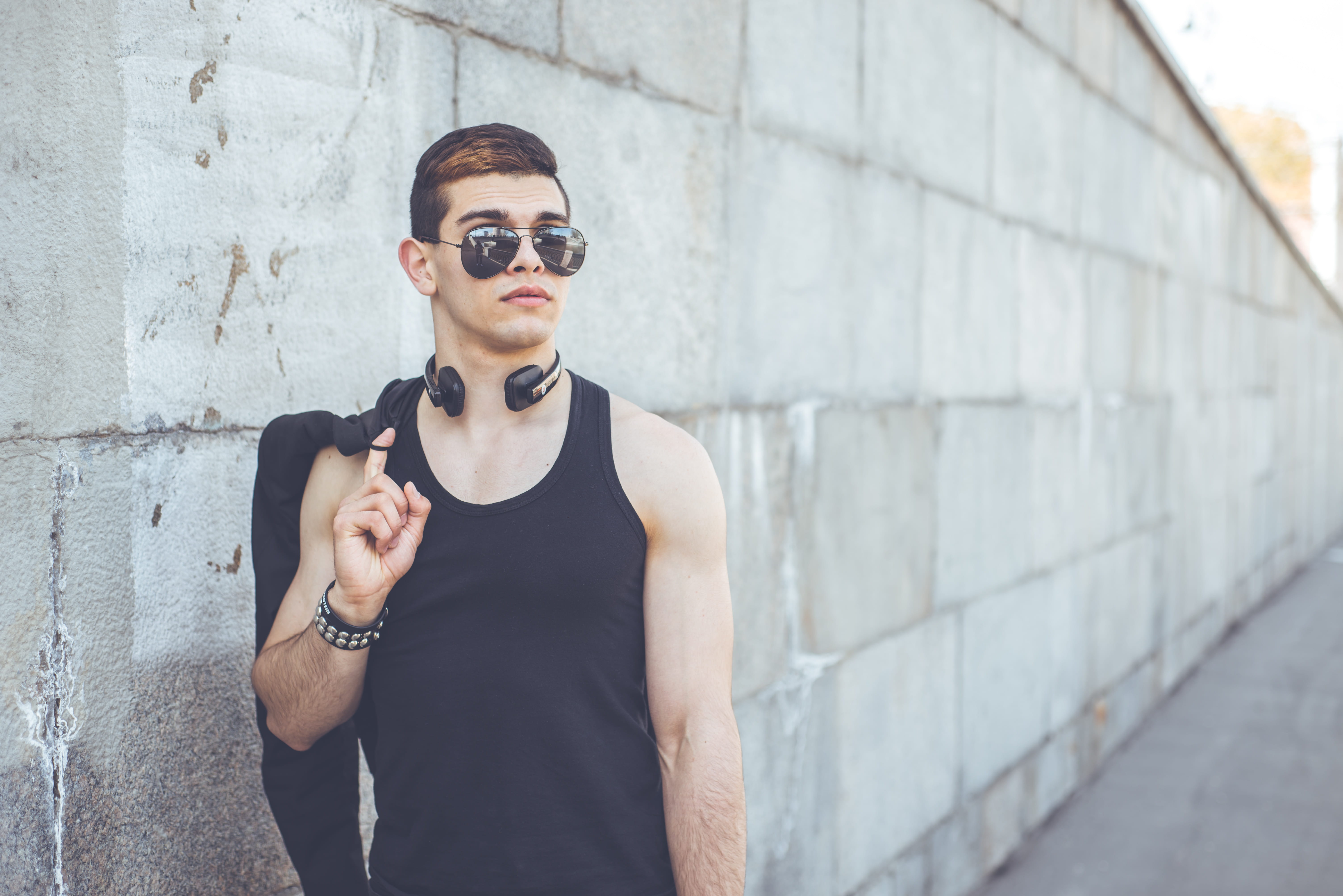 people, 5K, glasses, brick, face, lifestyles, human, beautiful woman, adult, cool attitude, modern, beauty, young adult, one person, man, clothing, near, HD Wallpaper