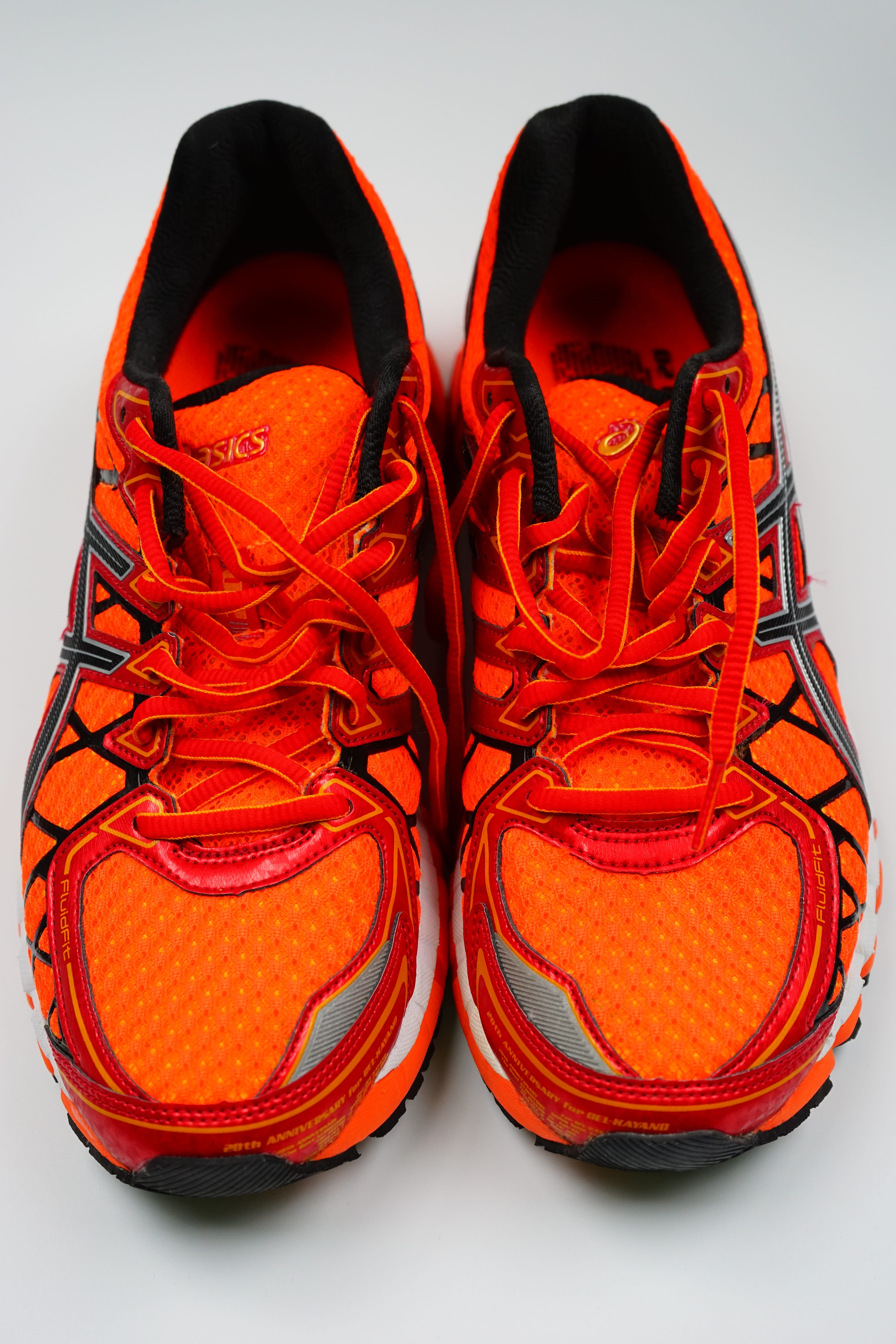 white background, gaudy, close-up, pair, run, race, personal accessory, striking, no people, jogging shoes, lace - fastener, sports shoes, shoes, orange color, Phone HD Wallpaper