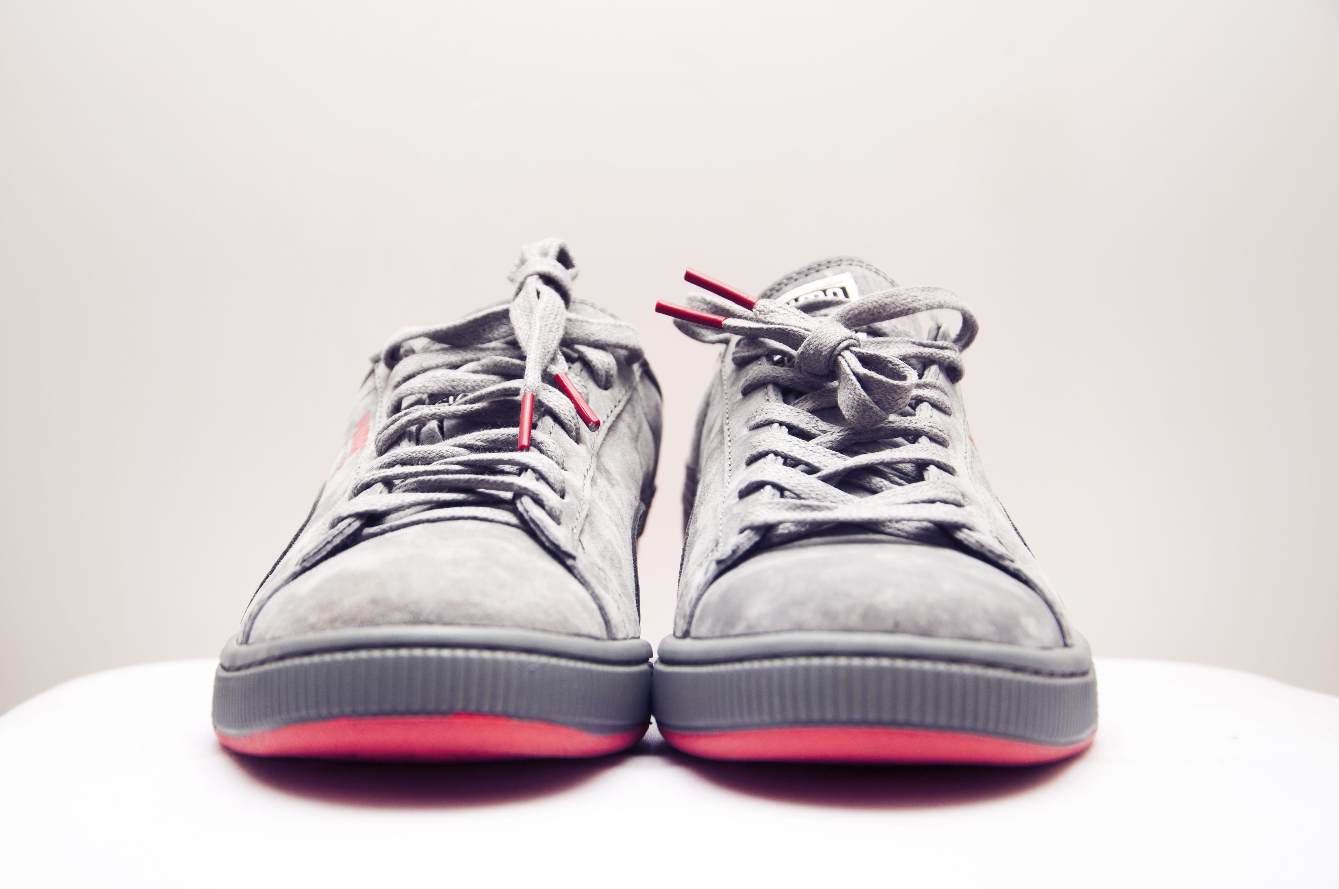 clothing, small group of objects, dress shoe, leather, high heels, personal accessory, compatibility, red, lace - fastener, puma, two objects, fashion, HD Wallpaper