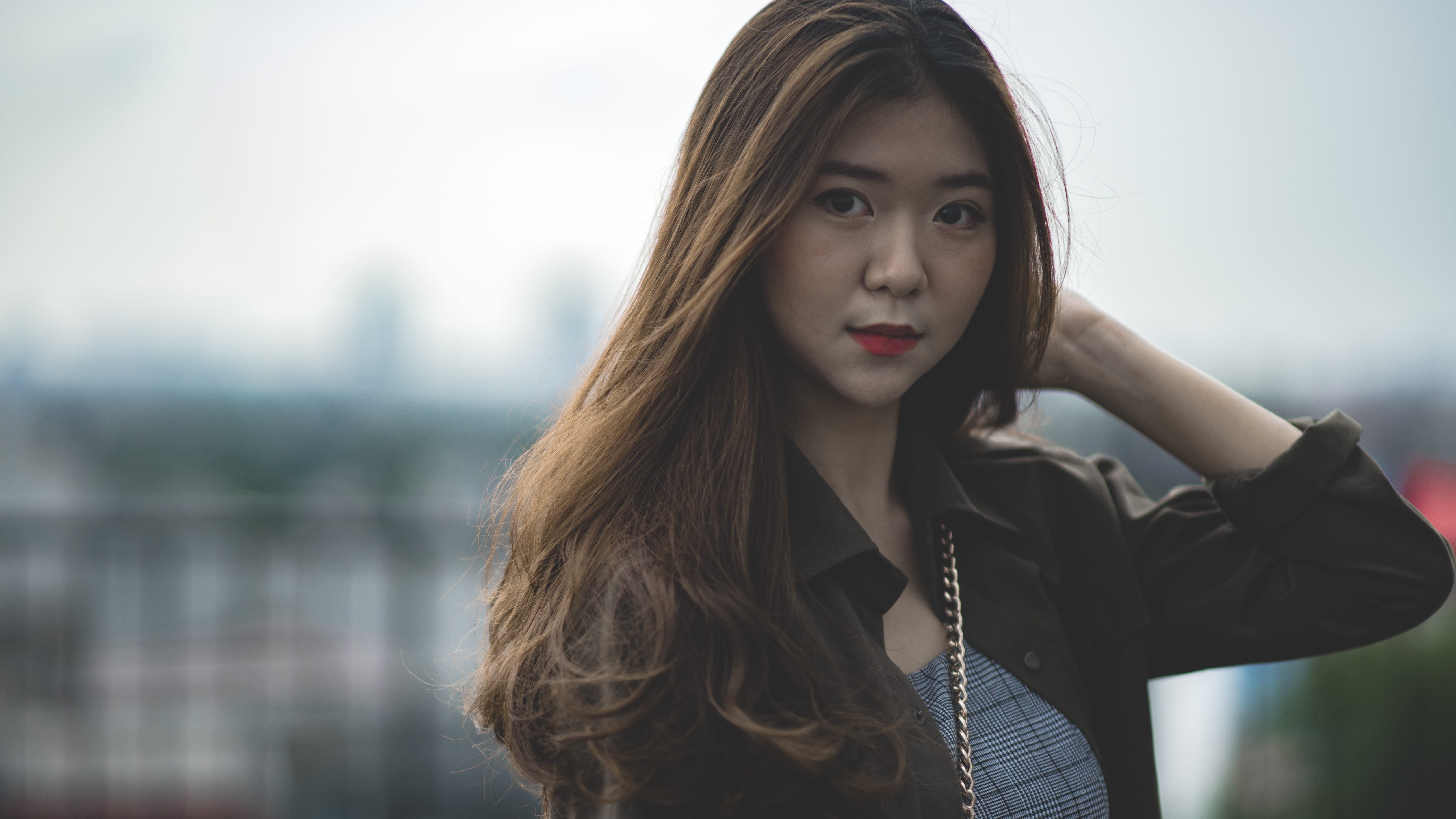 photography, hypebae, day, apparel, human, youth, looking, standing, headshot, photo, front view, portrait, woman, long hair, contemplation, coat, hairstyle, HD Wallpaper