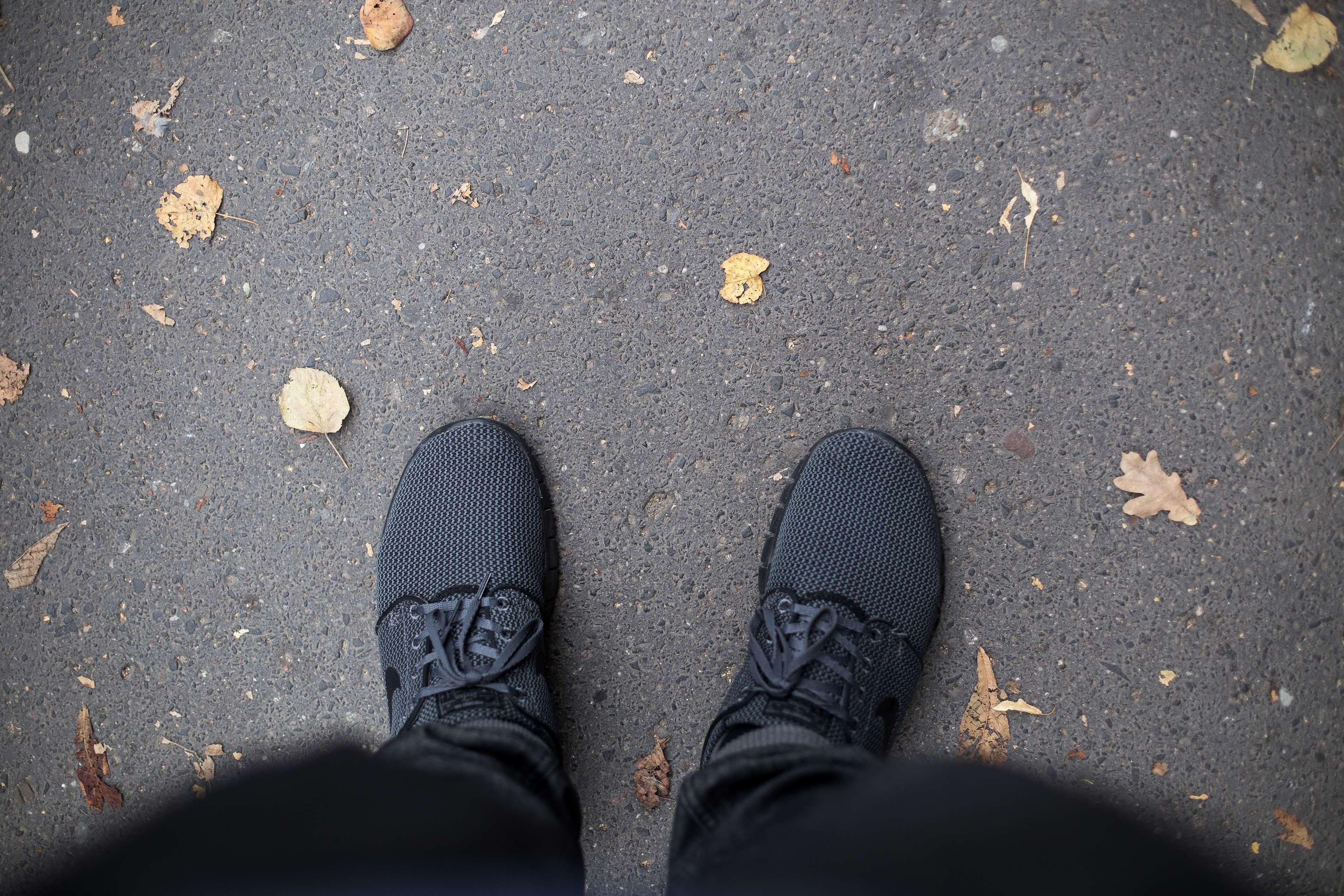 shoe, trainers, one person, leaf, autumn, personal perspective, gdansk, low section, human foot, day, janoski, poland, plant part, shoes, change, city, HD Wallpaper