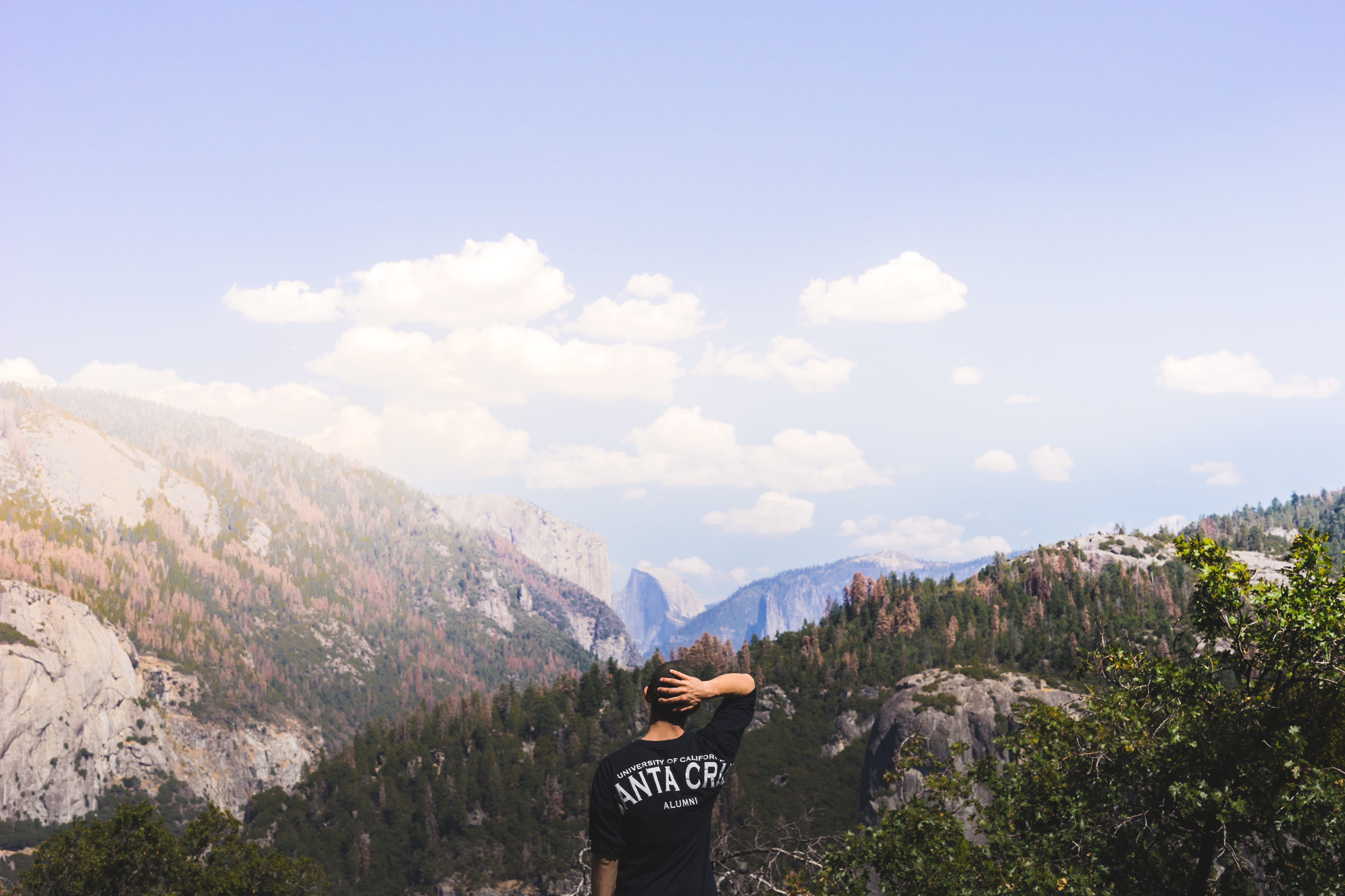 non-urban scene, top, climbing, sport, adventure, standing, mountain Range, day, one Person, syk, real people, environment, looking, men, mature adult, HD Wallpaper