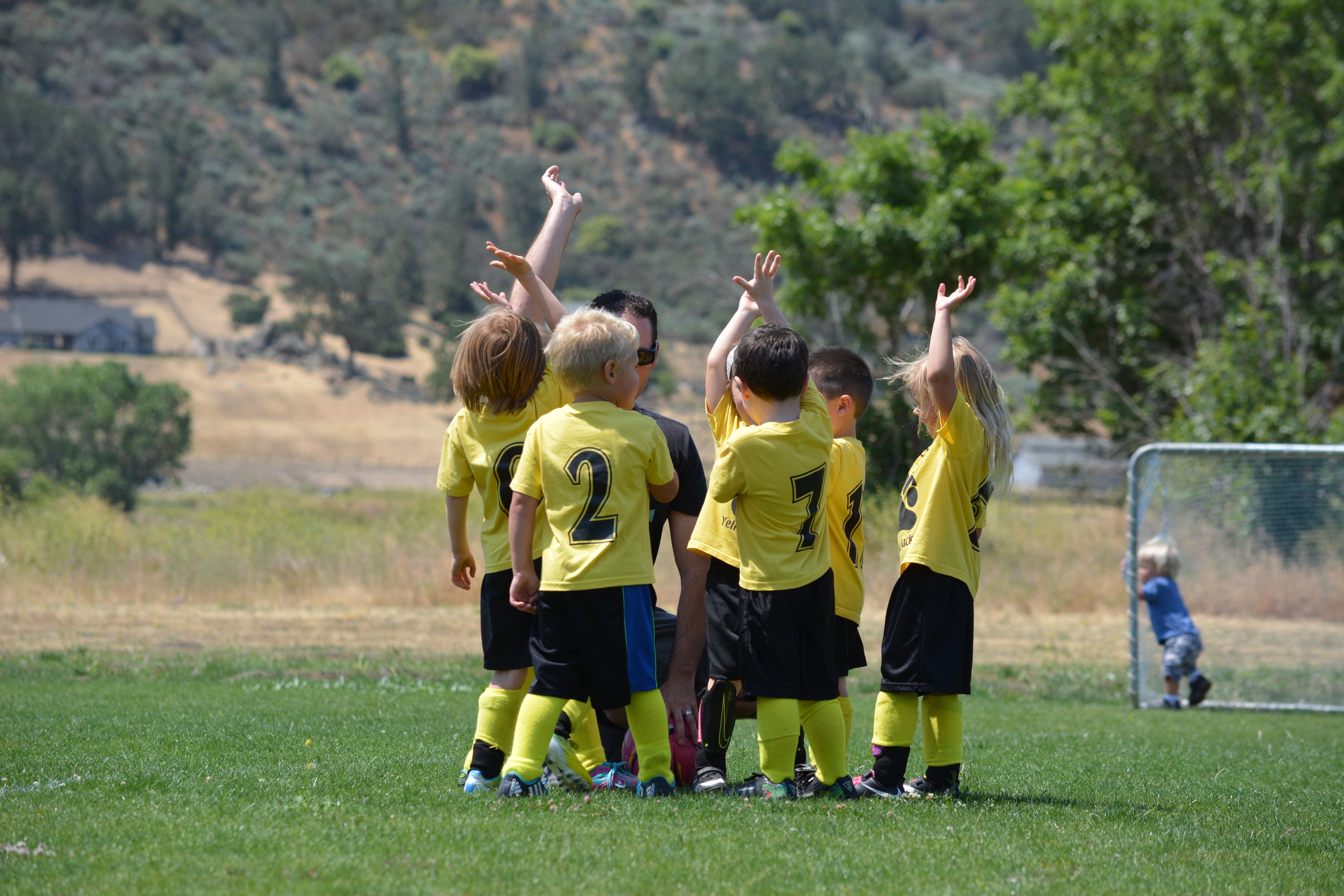 Cheer, outdoors, casual clothing, boys, soccer, sports Team, pre-adolescent child, friendship, Game, Grass, group Of People, togetherness, standing, arms raised, HD Wallpaper