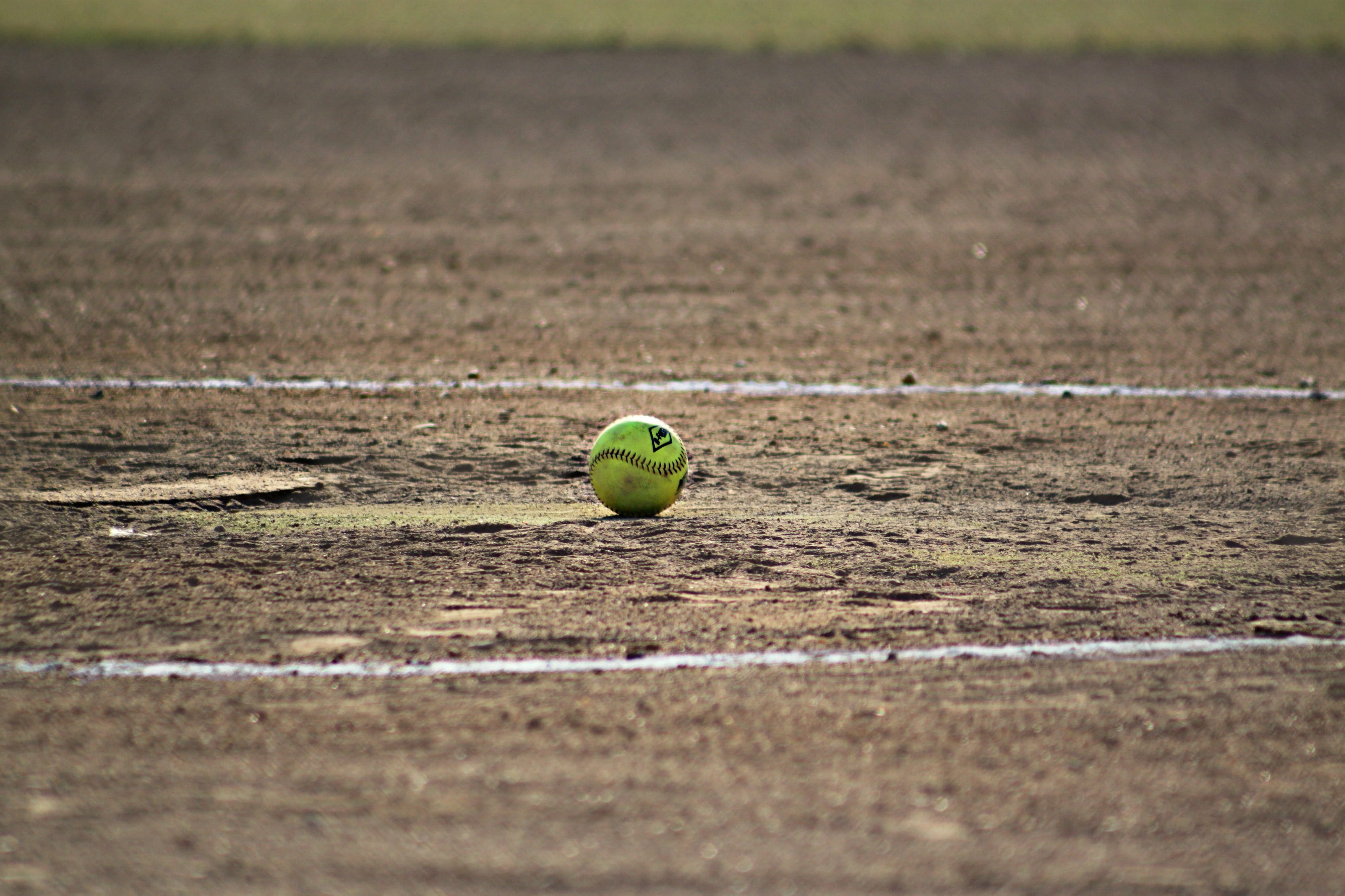 day, softball, outdoors, soccer ball, tennis ball, gray, sport, soccer, sphere, green, sports equipment, marble, land, surface level, tennis, concrete, HD Wallpaper