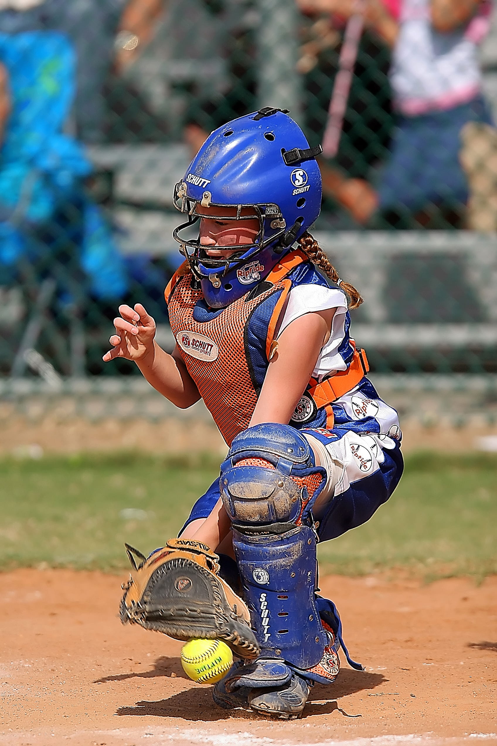 ball, home plate, focus on foreground, day, nature, knee pads, real people, headwear, full length, action, sunlight, outdoors, softball, childhood, one person, Phone HD Wallpaper