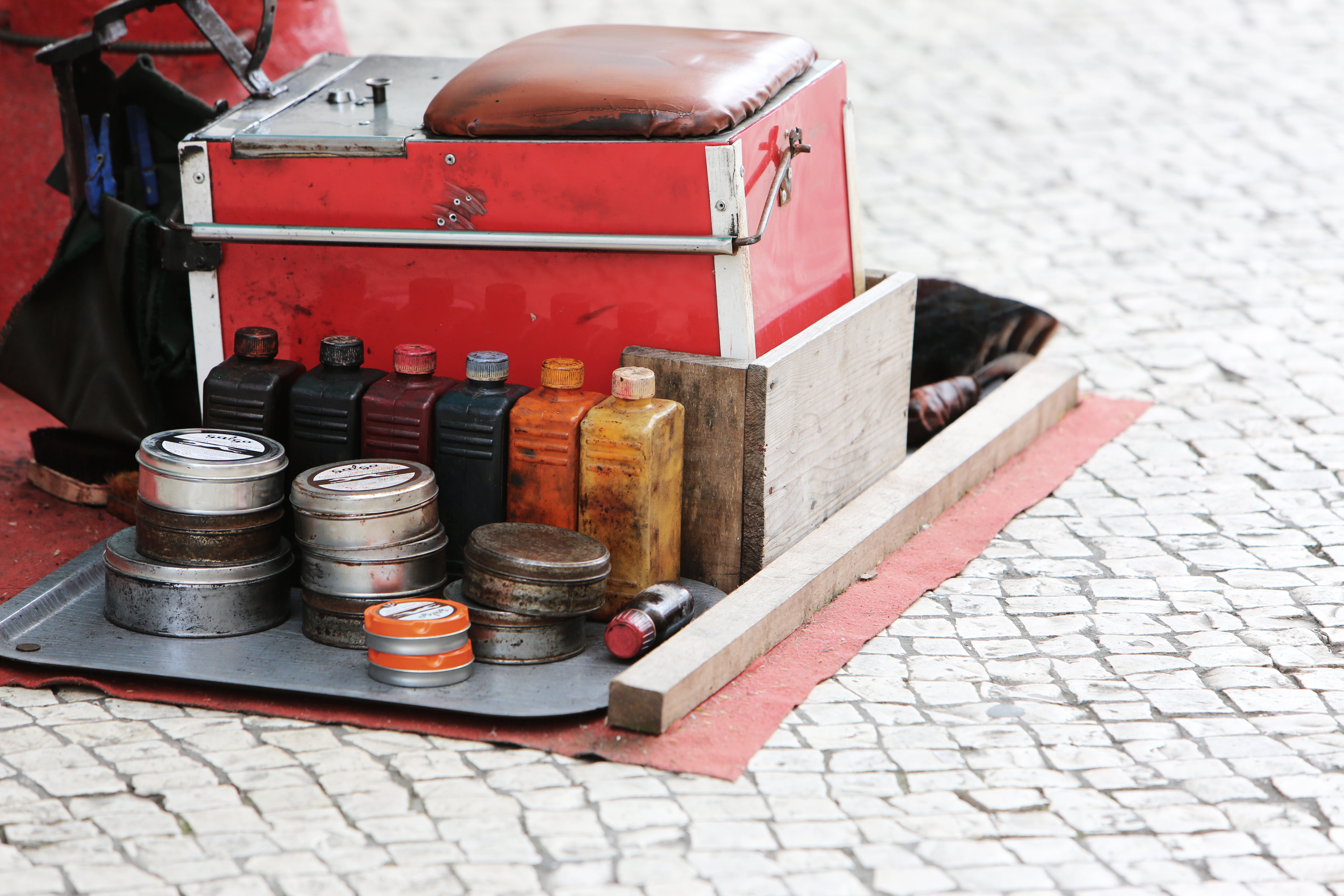 day, street, shoe brush, table, old, outdoors, traditional, stain, still life, shoe polish, stack, variation, 5K, choice, metal, high angle view, musical instrument, HD Wallpaper