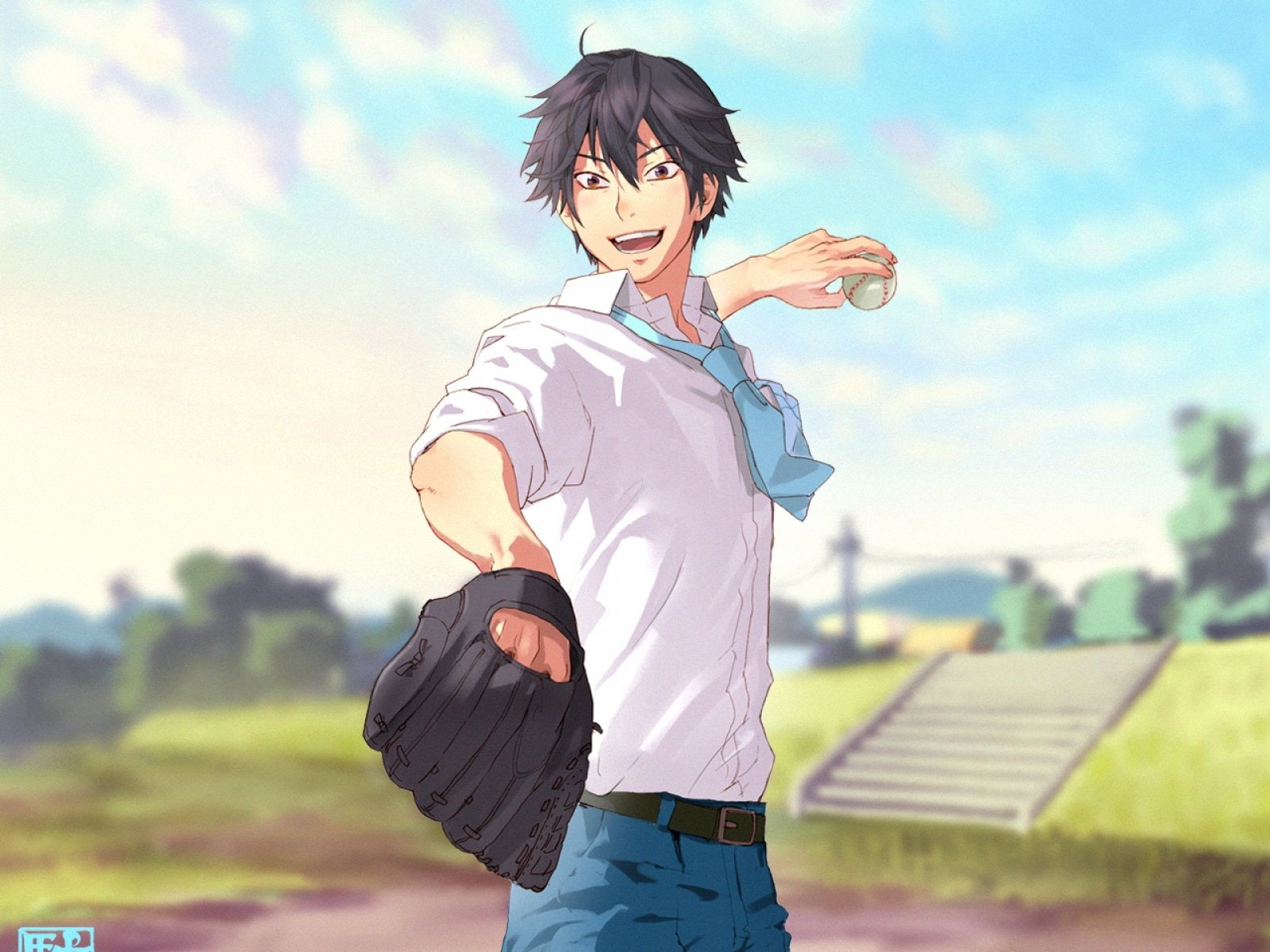 ookiku, 720P, takaya, joy, baseball, guy, series, anime, furikabutte, abe, shirts, glove, HD Wallpaper
