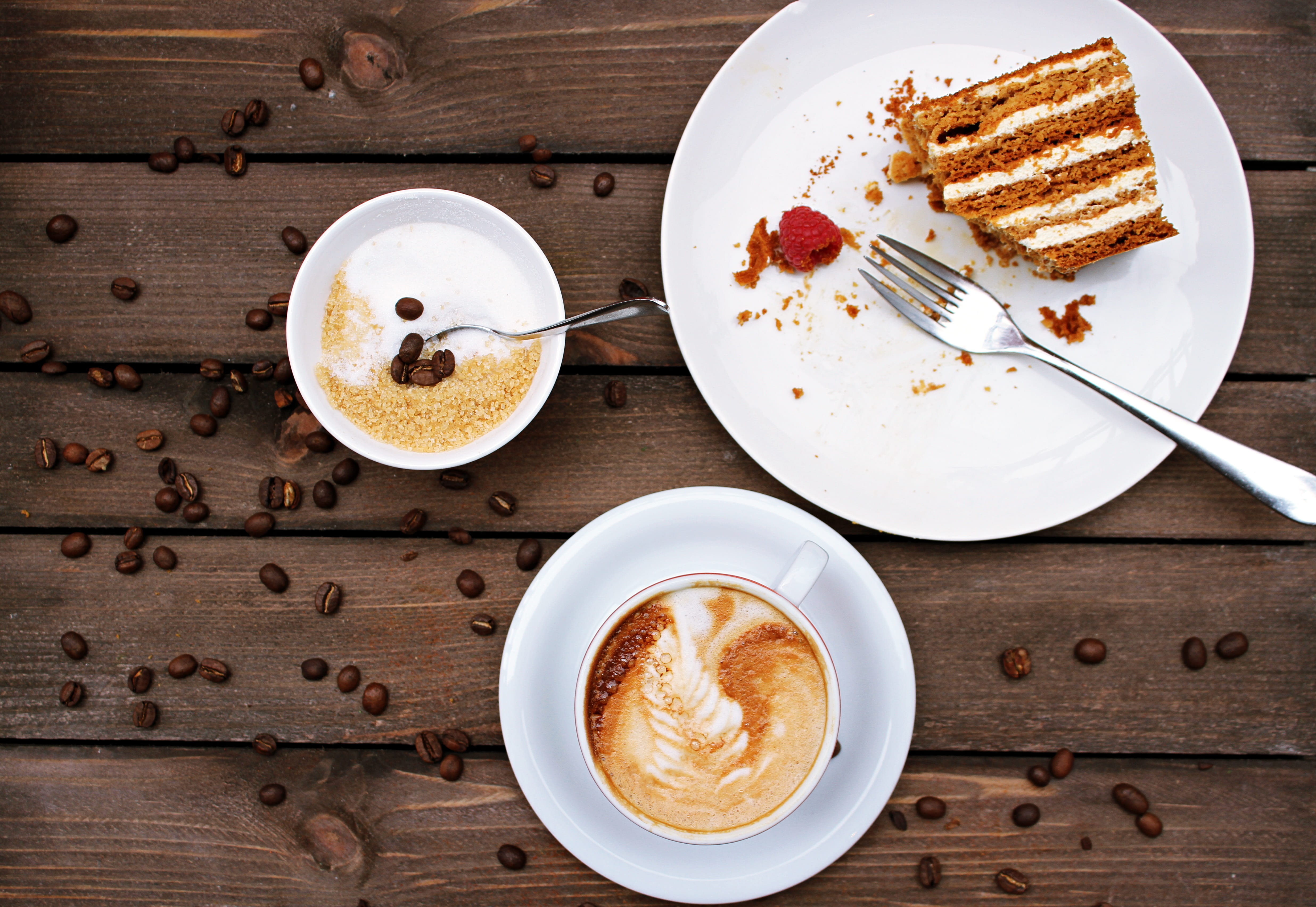 still life, coffee cup, drink, heat - Temperature, kitchen utensil, eating utensil, espresso, plate, frothy drink, sweet Food, 4K, slice, sweet, crockery, HD Wallpaper