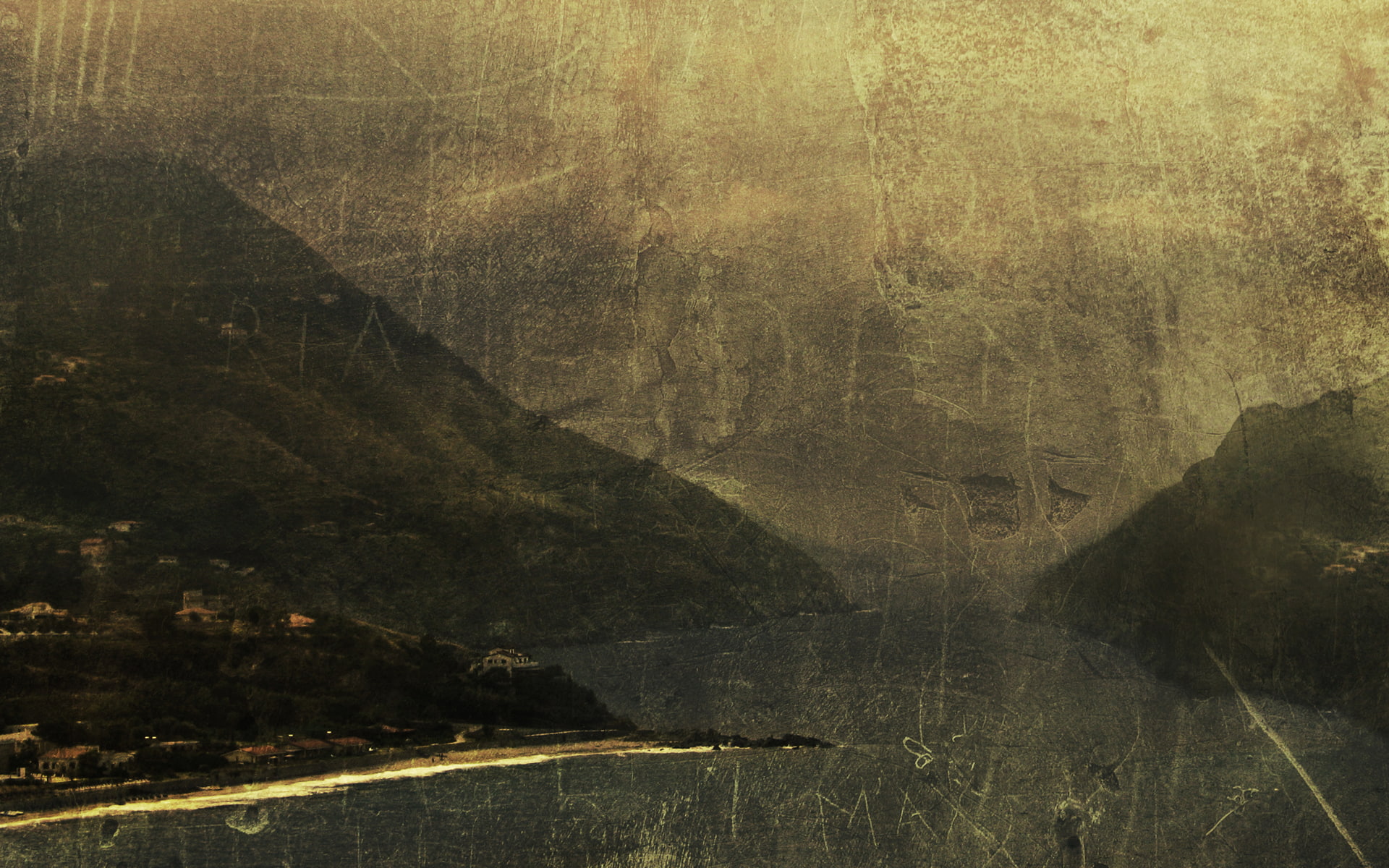 sephia, water, body, hd, digital/artwork, 1080P, landscape, islands, photo, HD Wallpaper