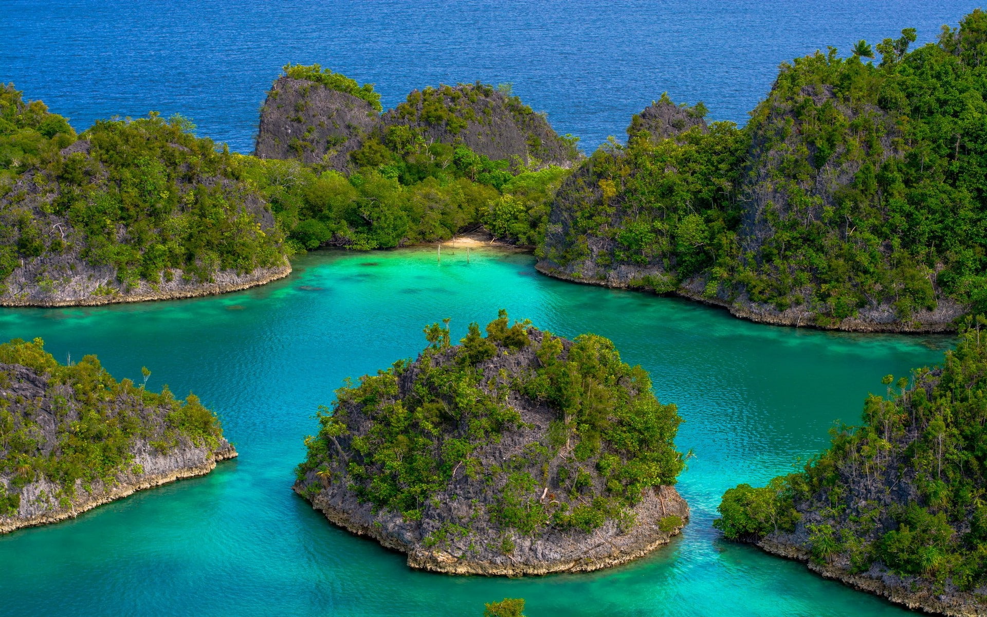 islands, desktop, 1080P, landscape, tropical, tree, sea, nature, turquoise, green, HD Wallpaper