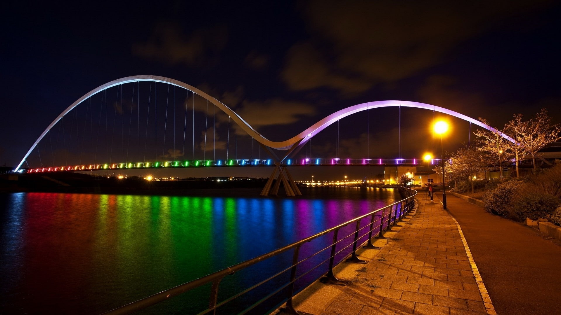 Landscapes, town, art, hd, architecture, city, bridges, x, skyline, rainbow, cityscapes, 1080P, bridge, HD Wallpaper