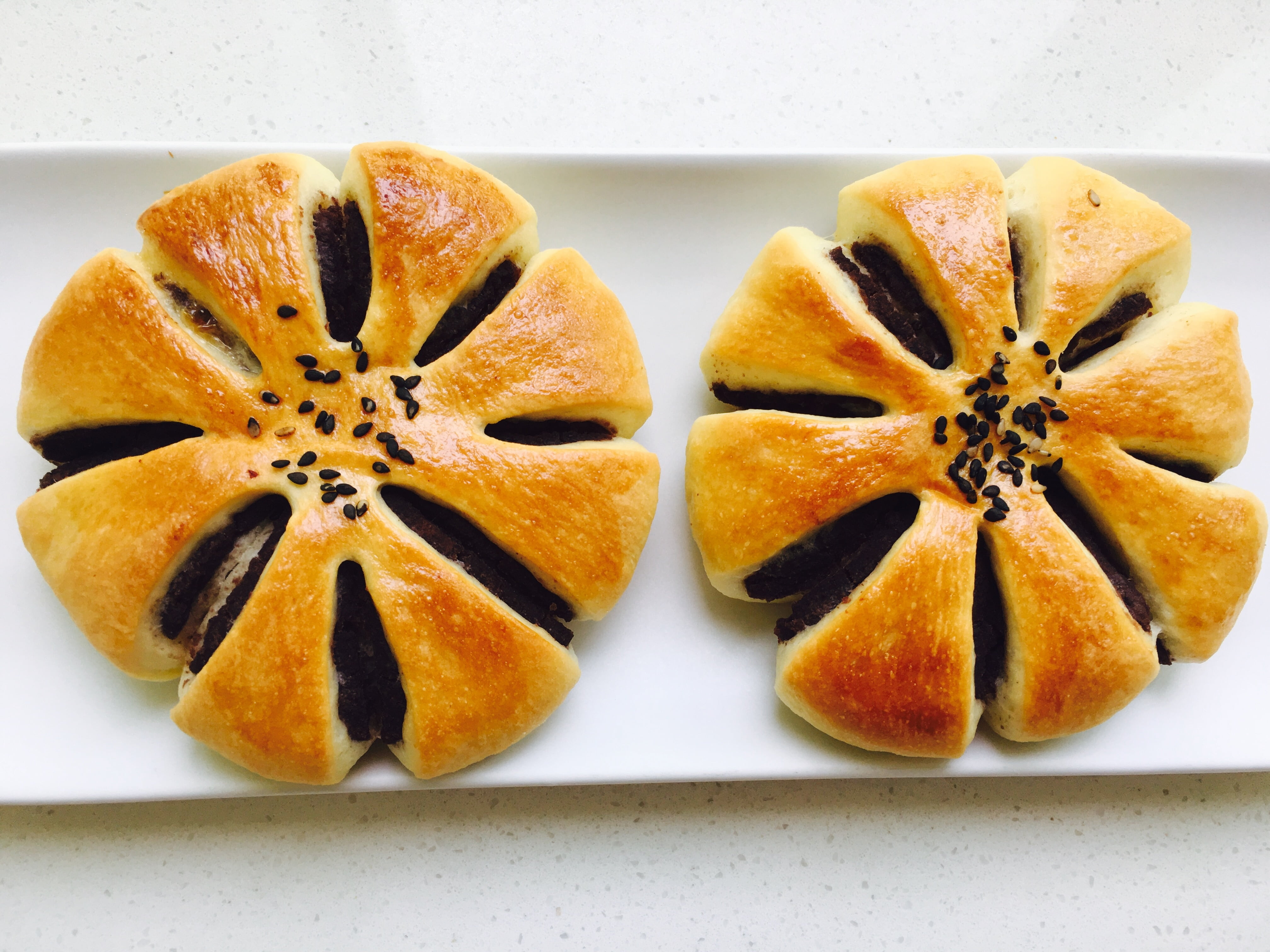 plate, ready-to-eat, shape, indoors, food and drink, flower-shaped bread, healthy eating, sweetened bean paste, no people, 4K, orange color, still life, HD Wallpaper