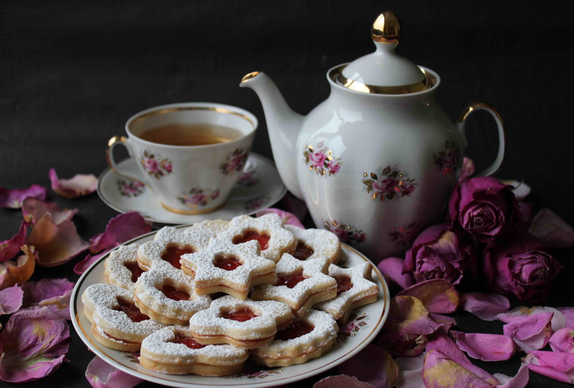 1080P, afternoon, food, colorful, drink, tea, 3d and abstract, cookies, HD Wallpaper
