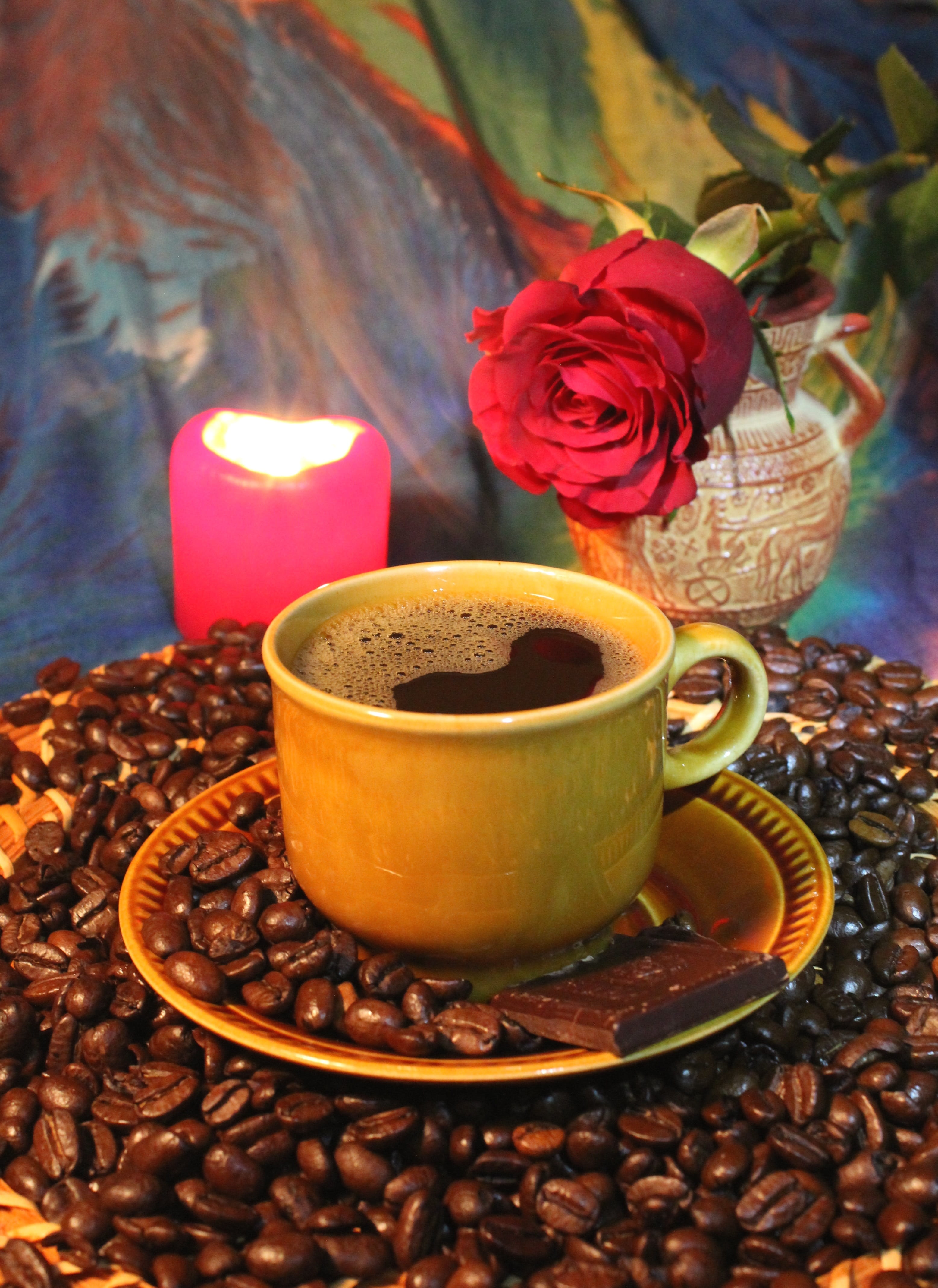 heat - temperature, Cup Of Coffee, 4K, close-up, crockery, rose, food and drink, glass, mug, cup, flower, coffee cup, coffee - drink, flowering plant, Phone HD Wallpaper