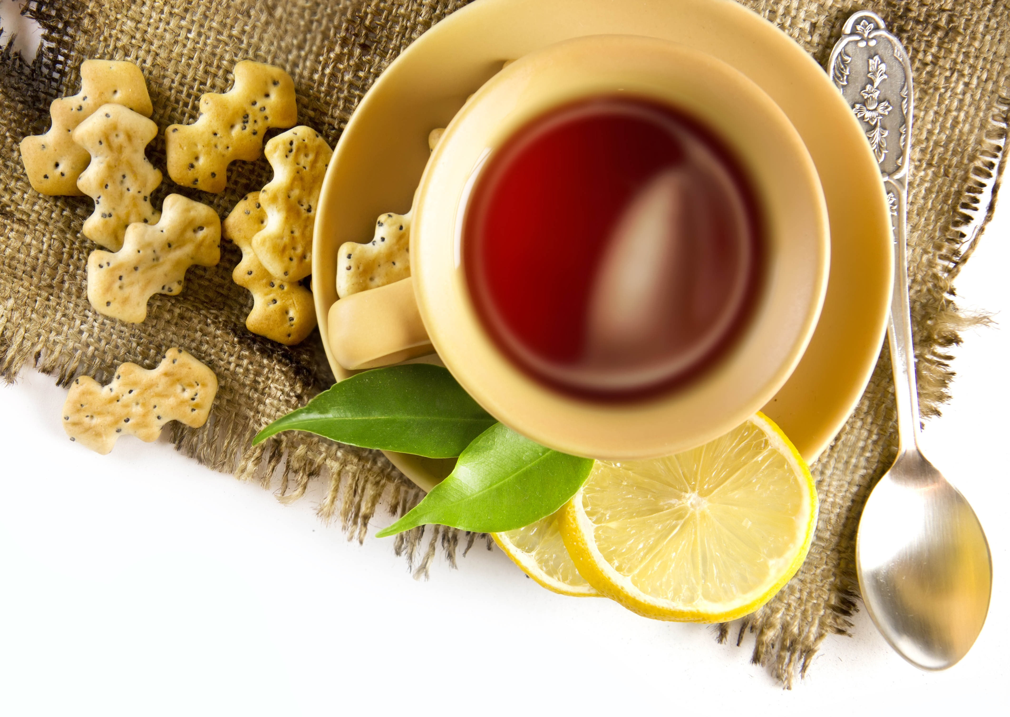 lemon cookies, tea, wellbeing, cookie, dry, beige, mug, drink, food And Drink, gourmet, cloth, black tea, homemade, spoon, breakfast, refreshment, brown, HD Wallpaper
