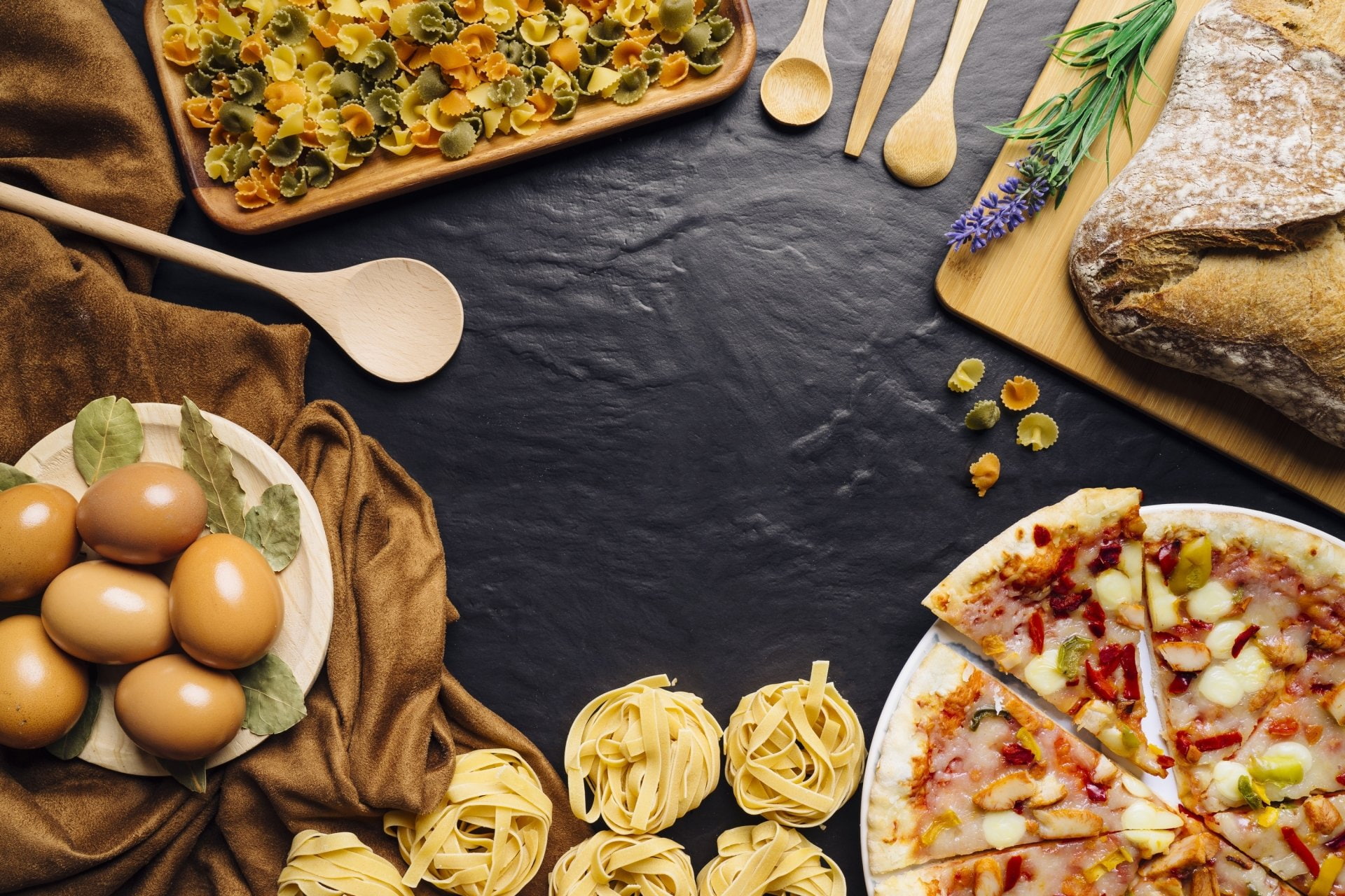 Pizza, Food, 1080P, Egg, Bread, Pasta, Still Life, HD Wallpaper