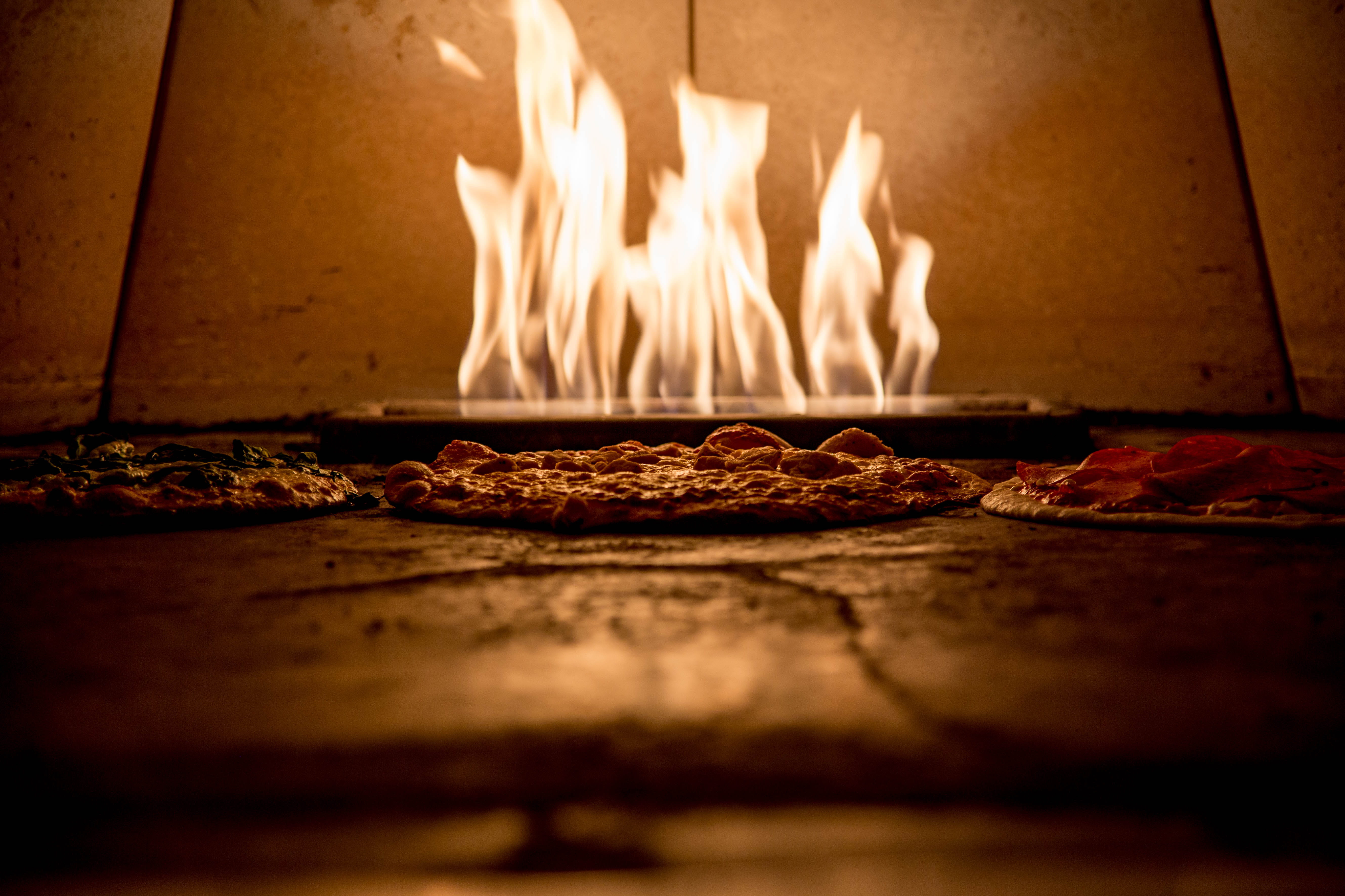 no people, cooking, fire, fire - natural phenomenon, wood - material, nature, pizza, 5K, food and drink, dark, person, food, appliance, log, glowing, heat - temperature, HD Wallpaper