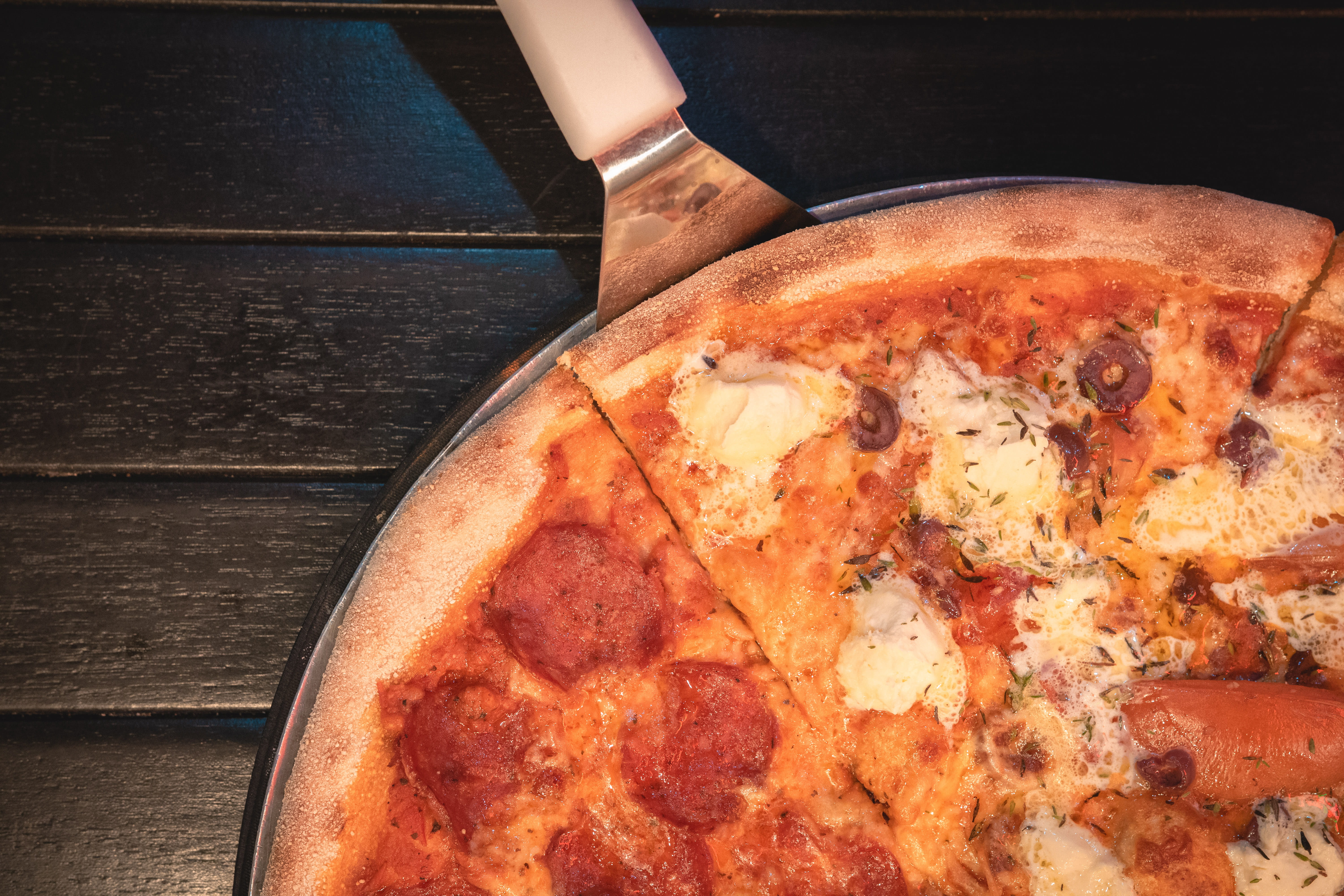 sausage, freshness, table, food photography, close-up, cheese, one person, photo, cooking, crust, body part, food, slice, pizza, 5K, food and drink, real people, HD Wallpaper